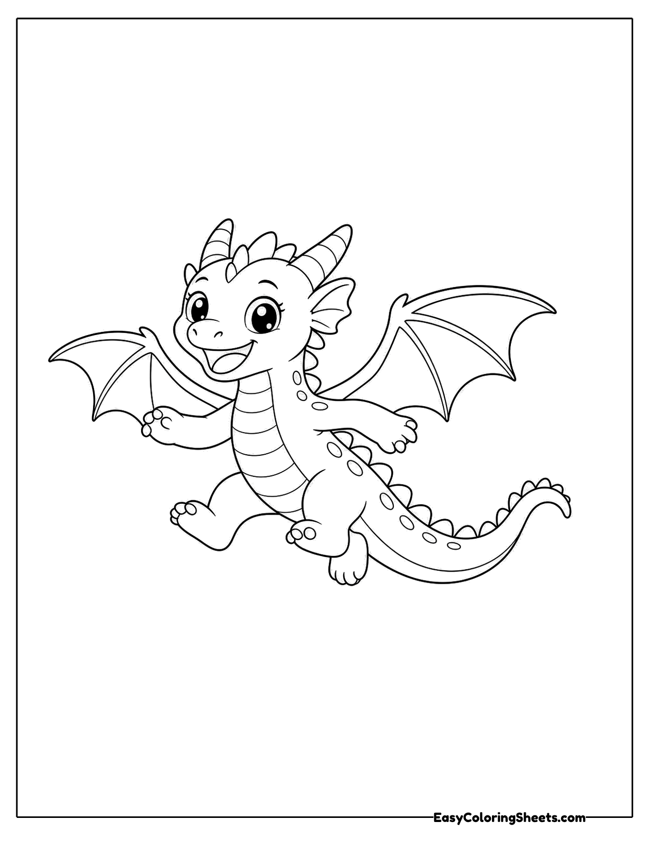 Dragon jumping with wings spread