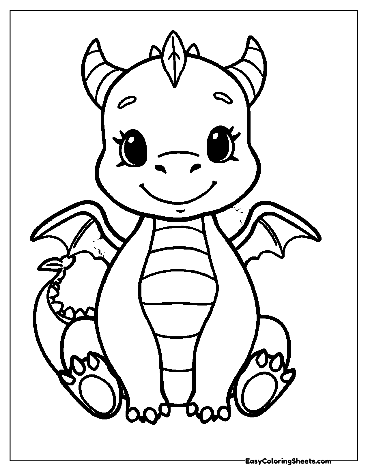 Cute dragon sitting up with wings out