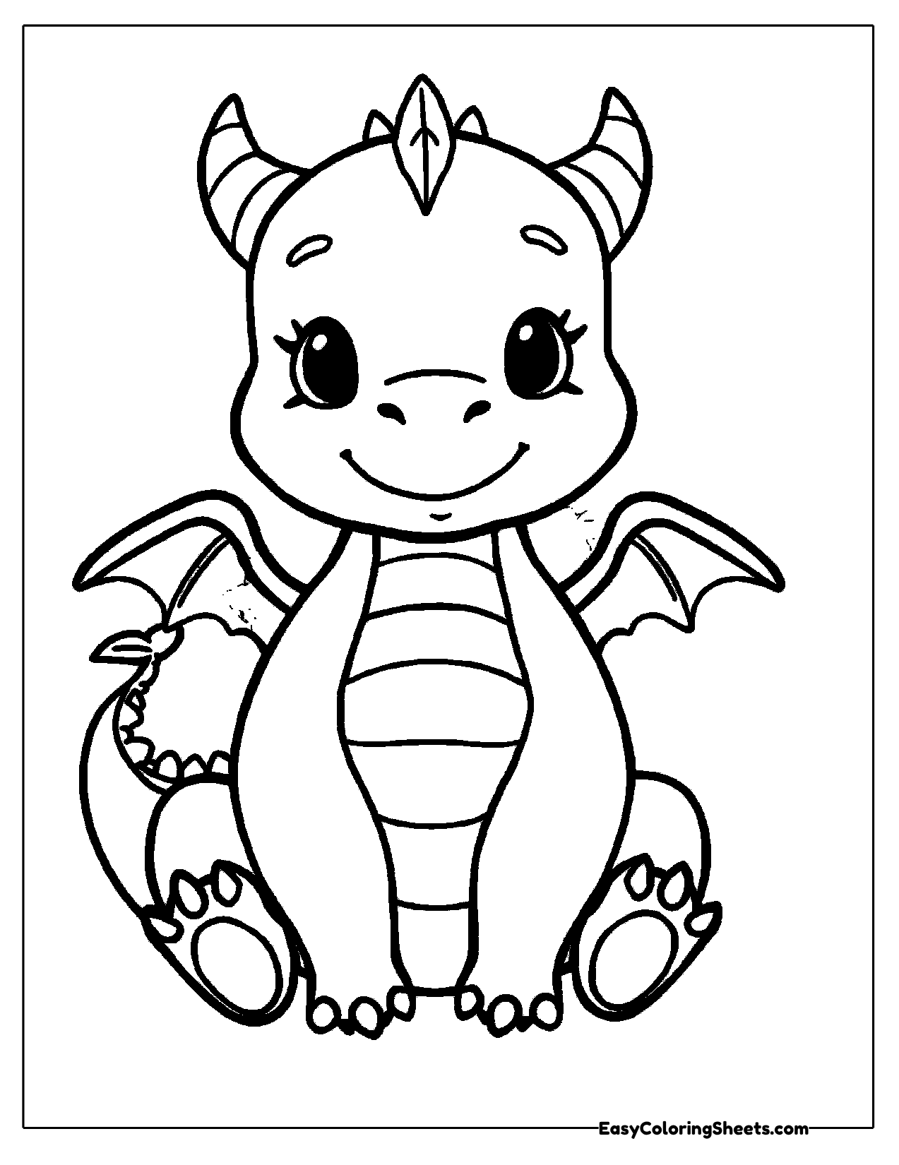 Cute dragon sitting up with wings out