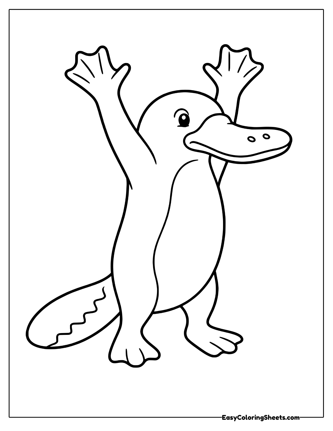 Platypus standing with arms up