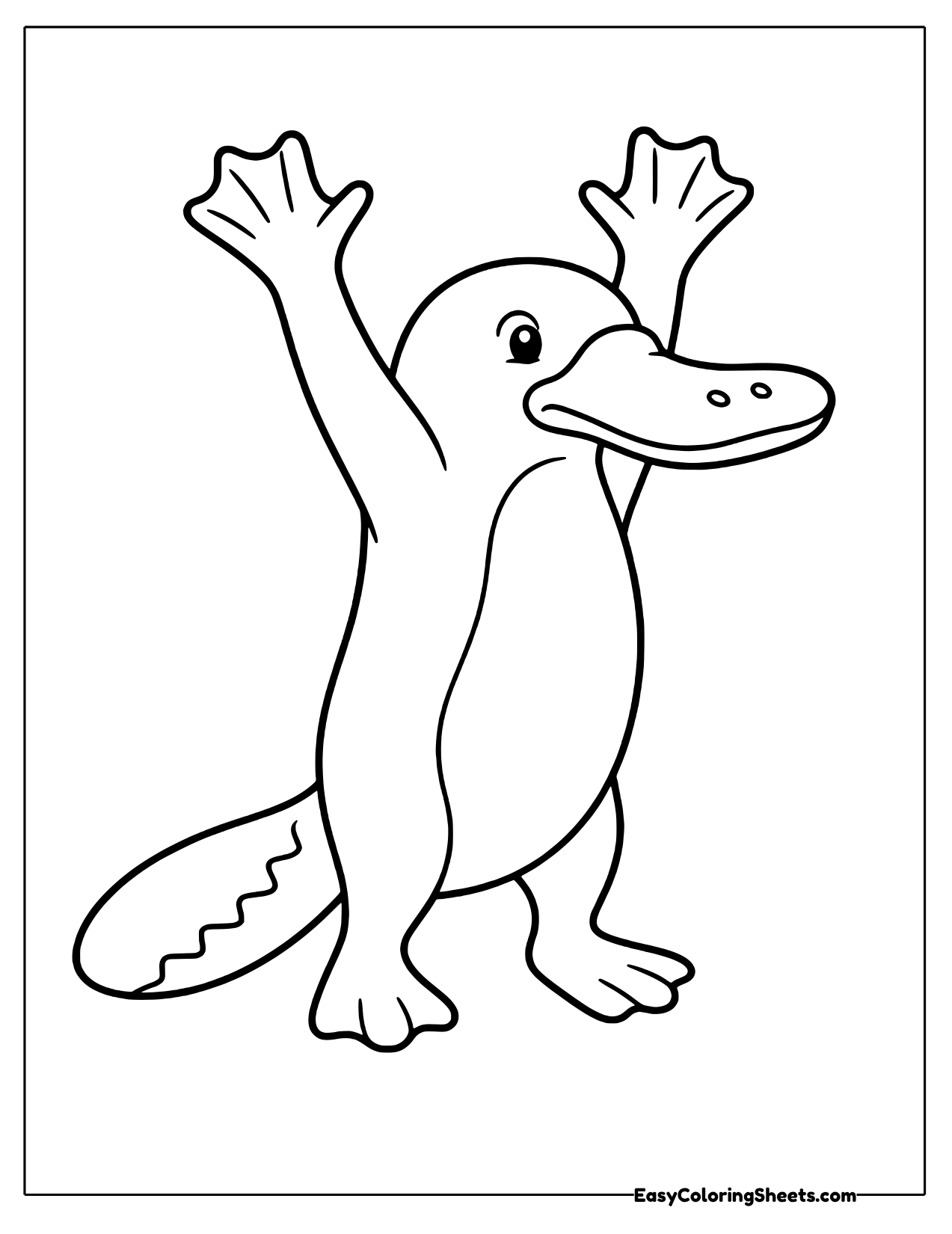 Platypus standing with arms up