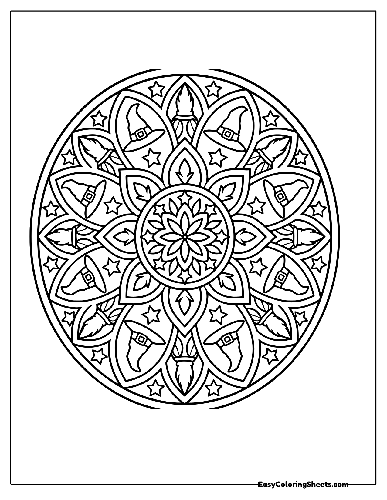 Tall oval mandala with a lacy flower center