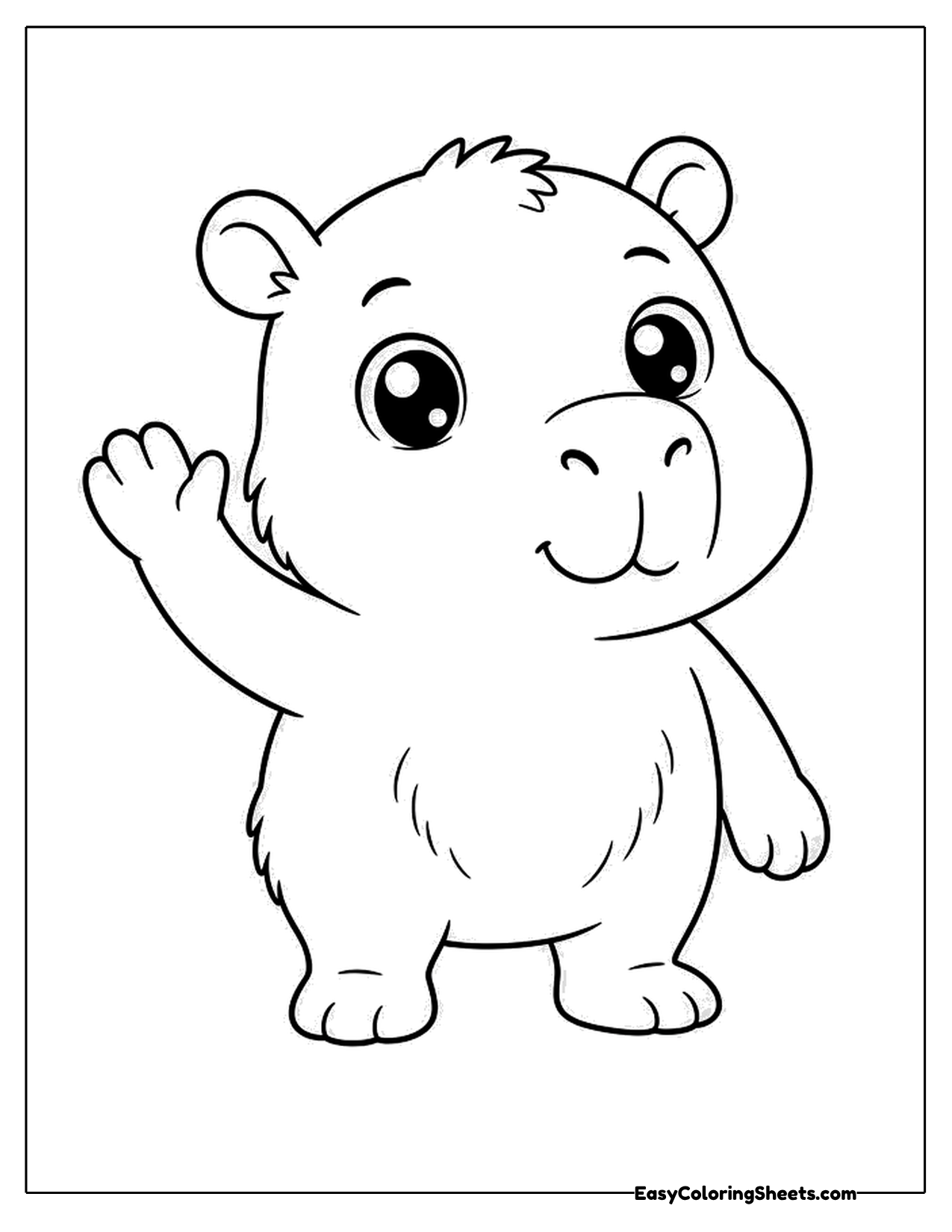 Cute capybara character waving