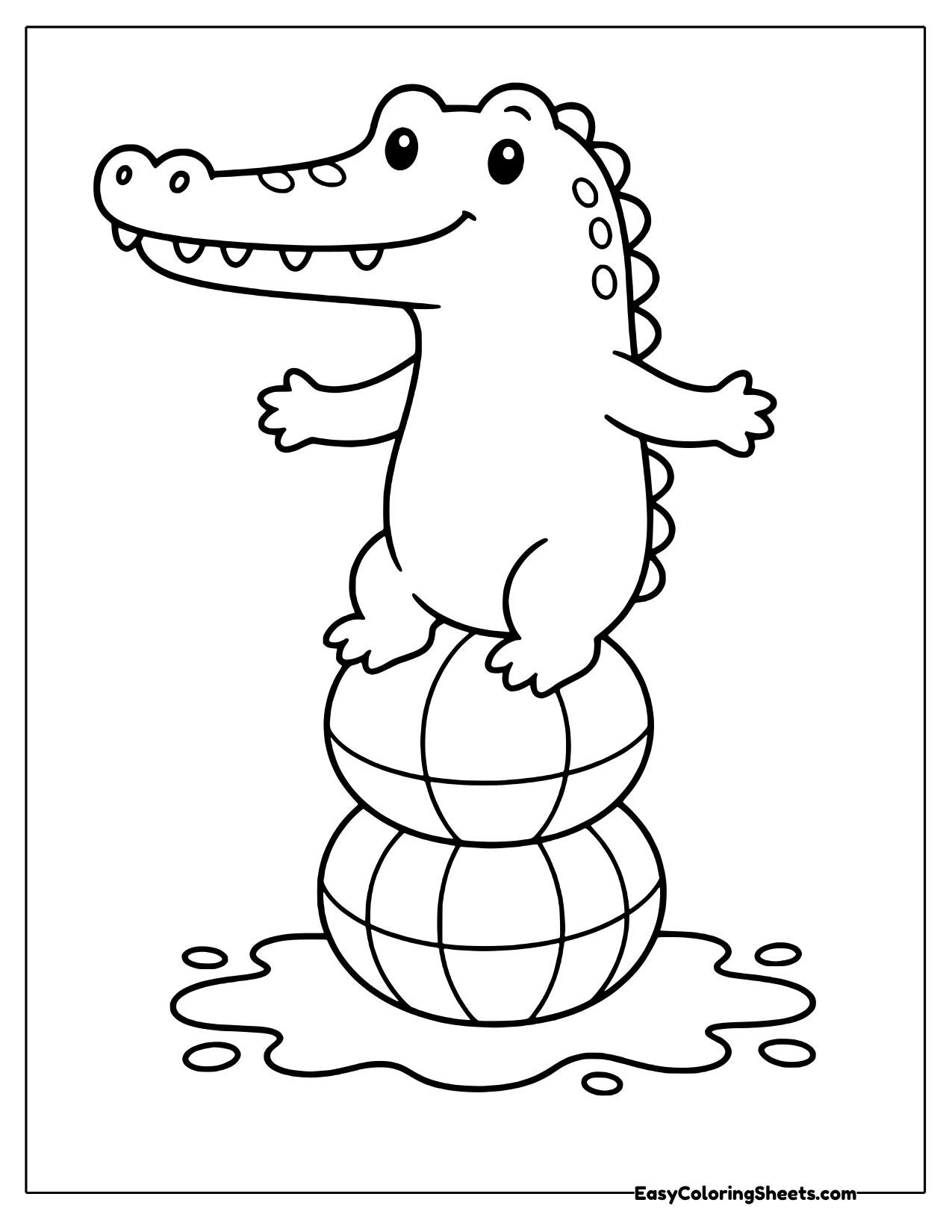 Crocodile balancing on stacked balls