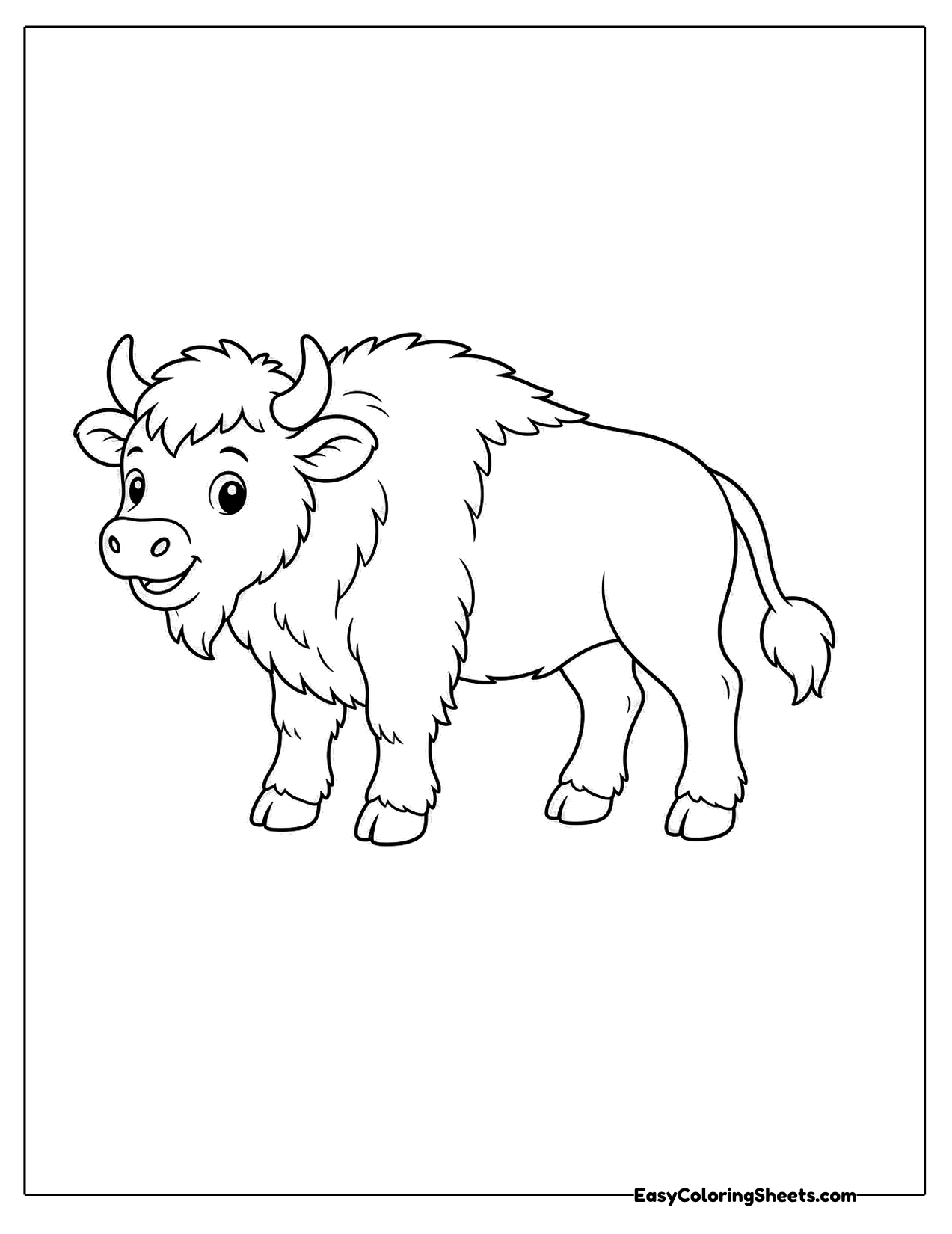Cute bison character in side view