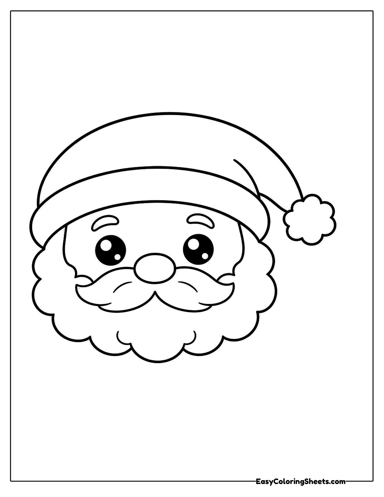 Close-up of Santa's face with a big hat and fluffy beard