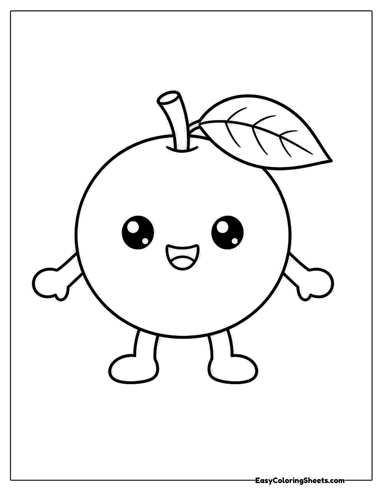 Orange character with a leaf and a smile