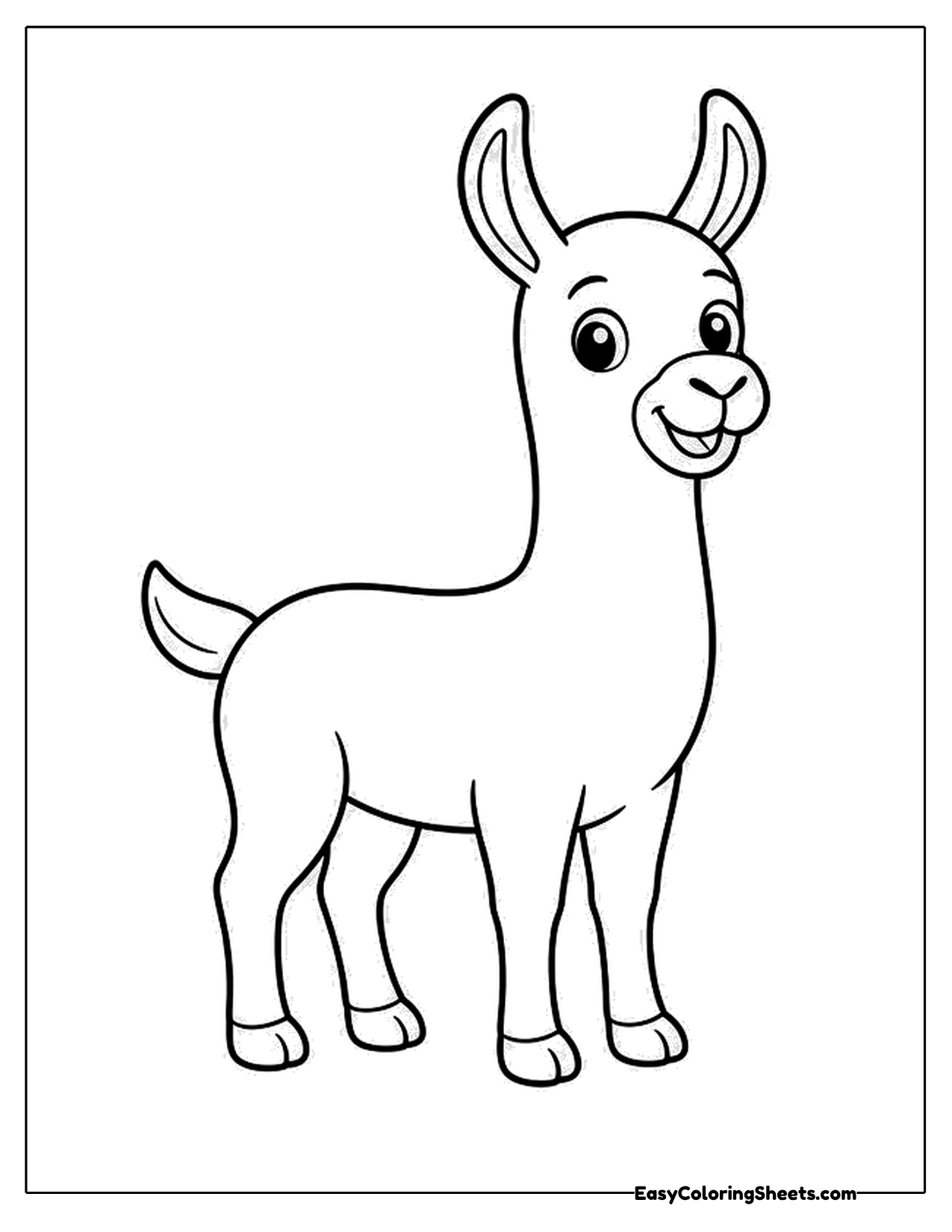 Cute cartoon llama with a goofy smile