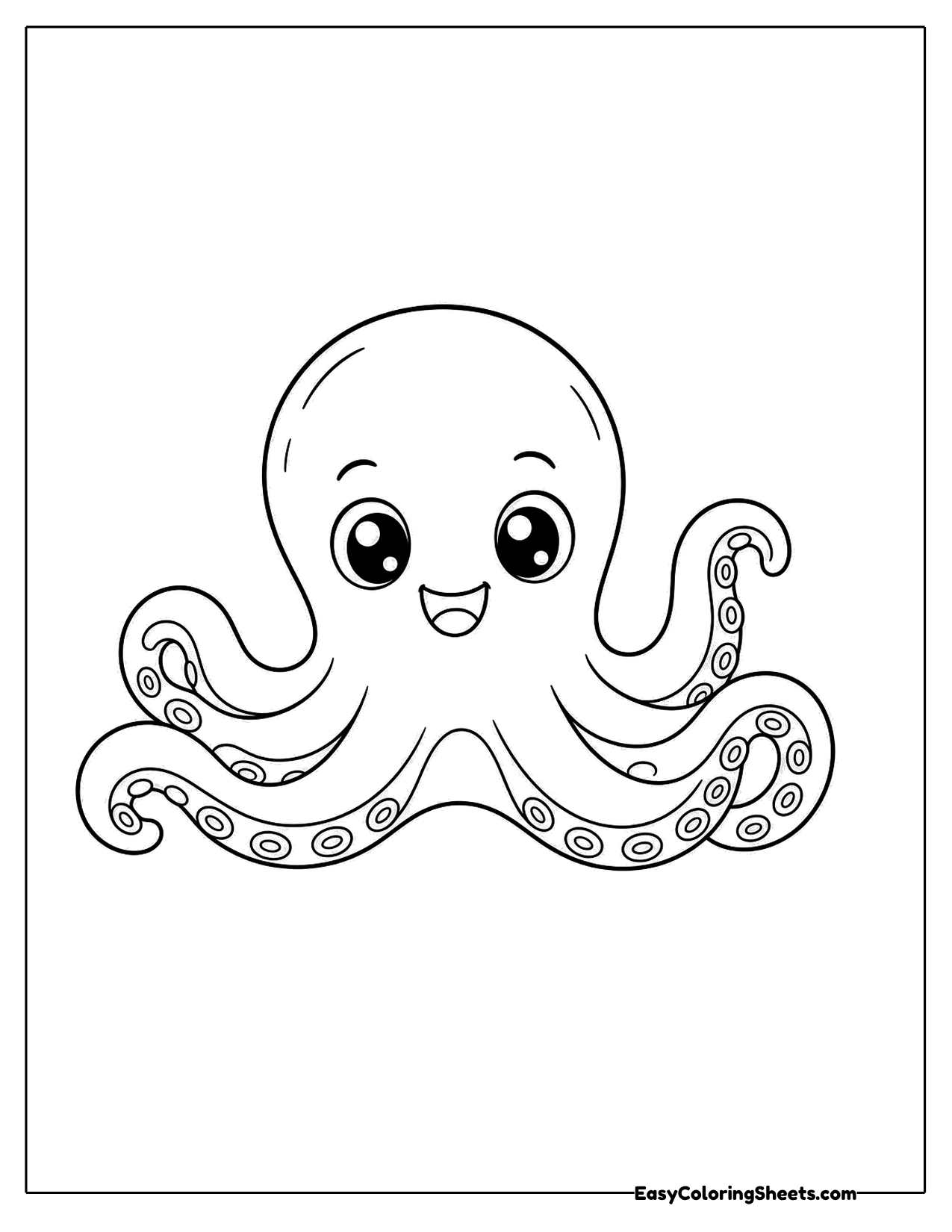 Octopus with swirling tentacles spread wide