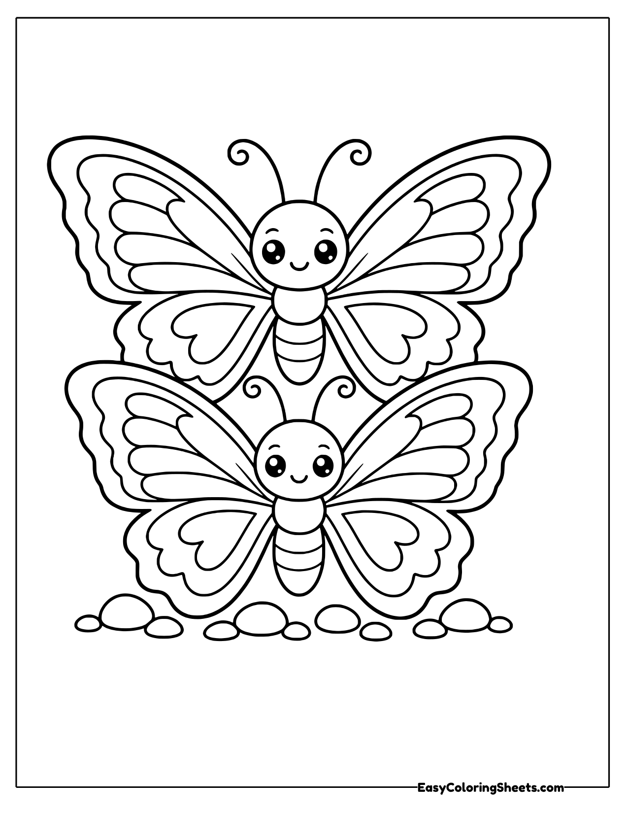 Butterfly pair hugging in a stack