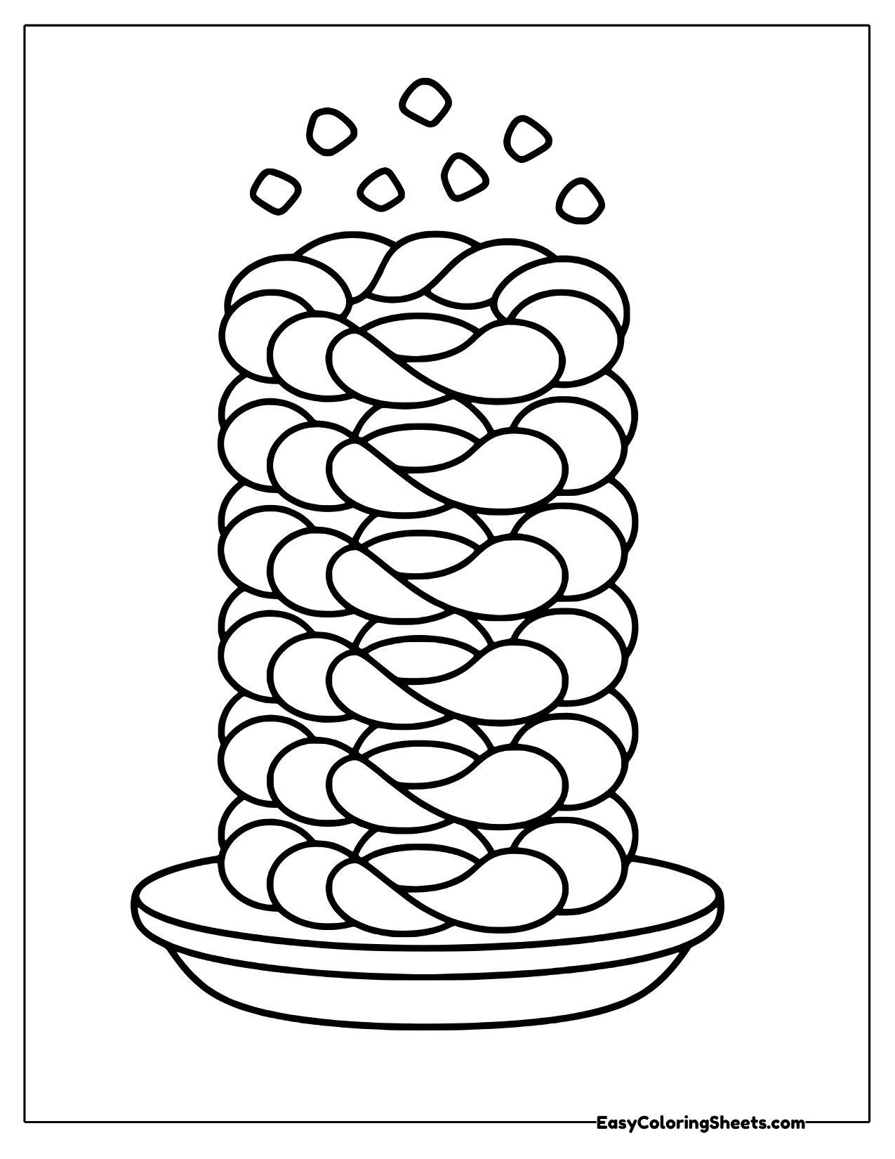 Tower of braided pretzel bagels
