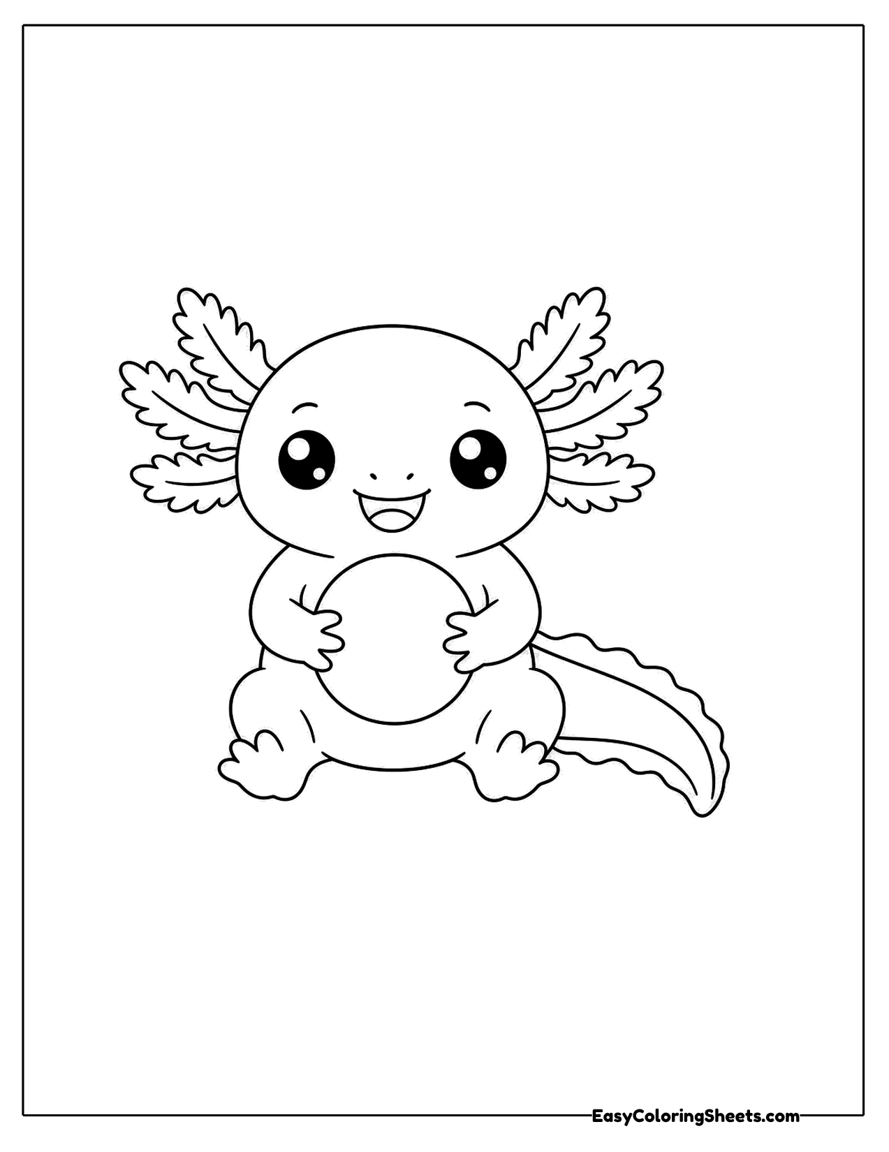 Axolotl holding a ball