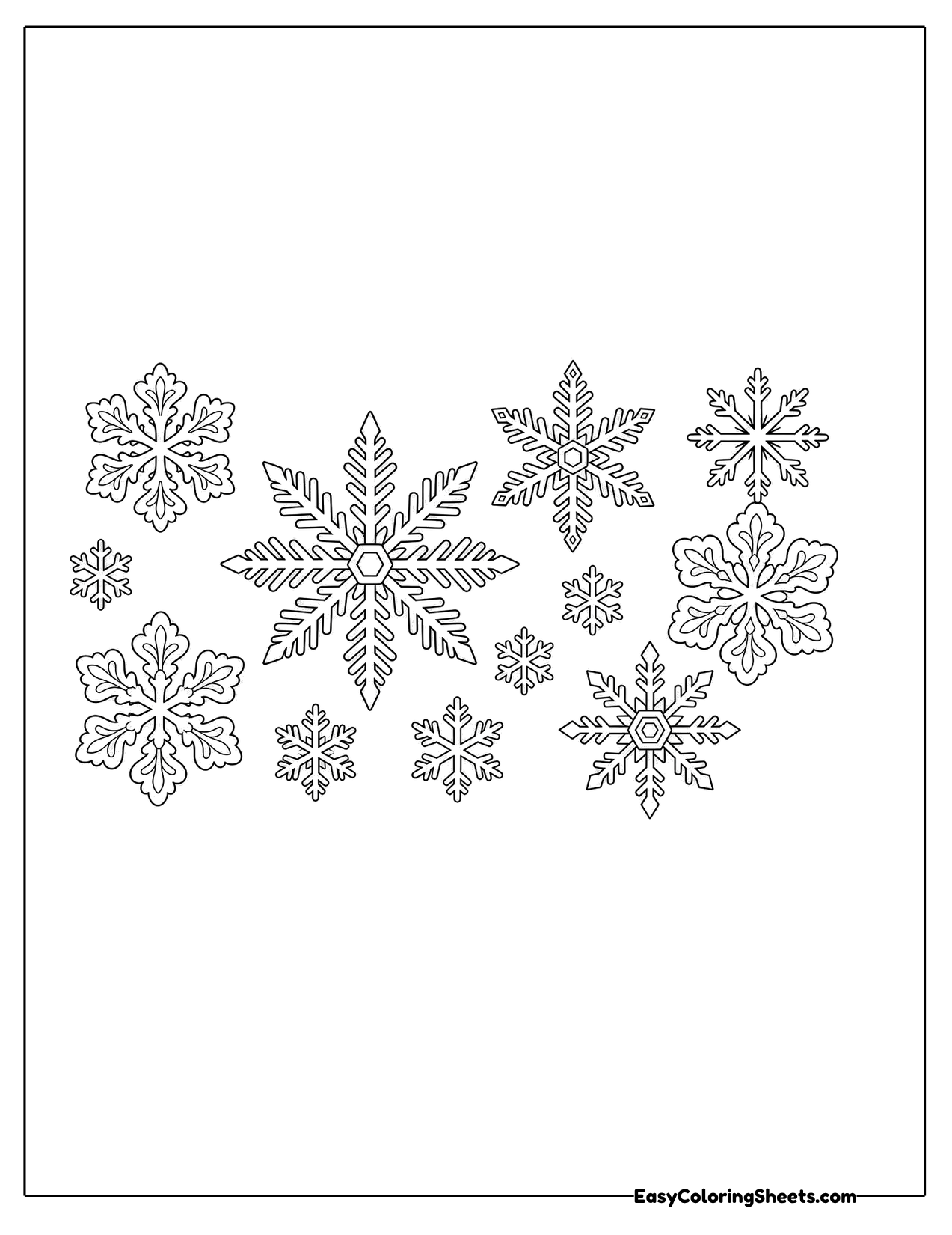 Group of many different snowflakes