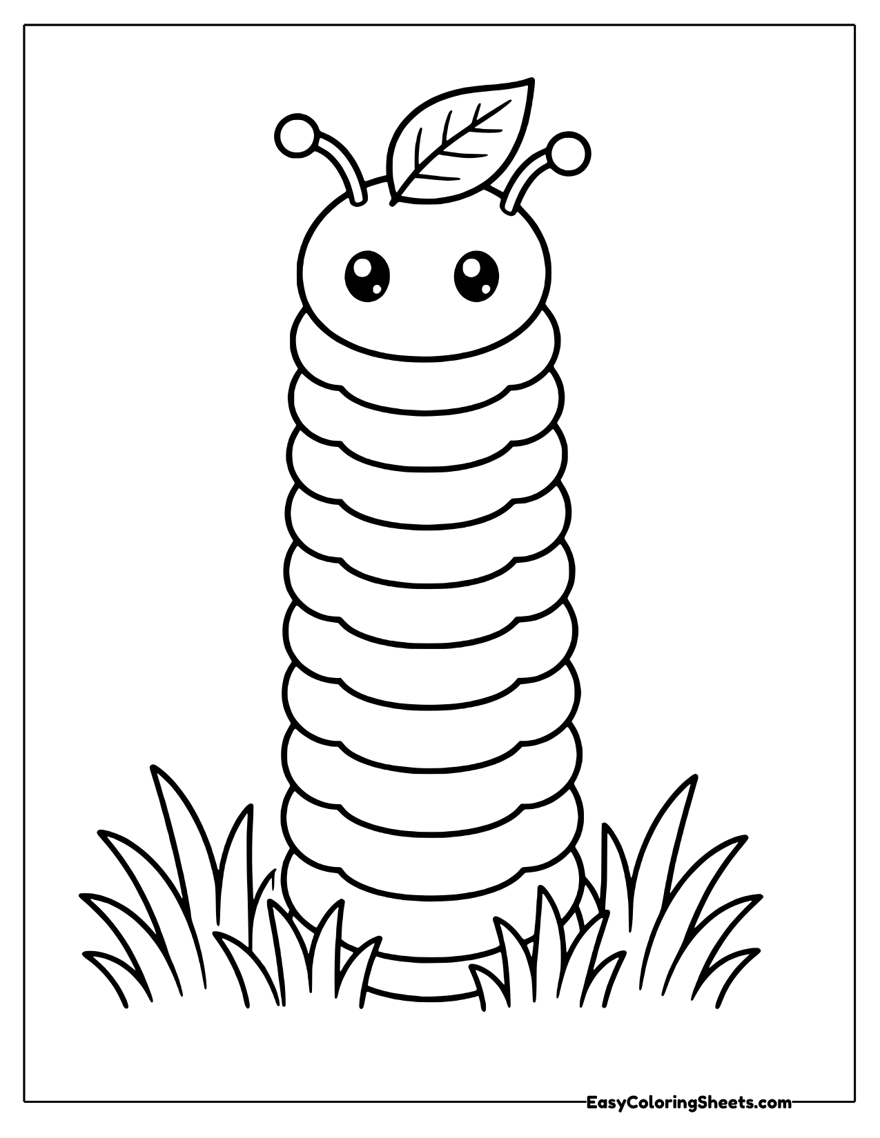 Tall caterpillar standing with a leaf on top