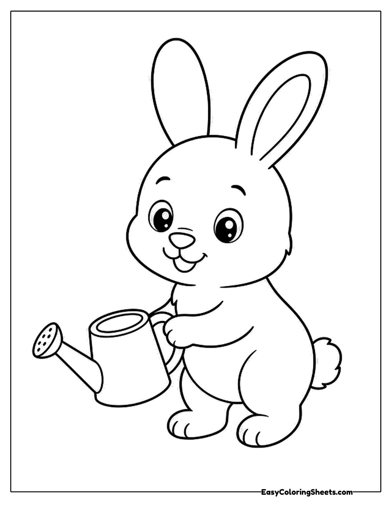 Bunny standing and holding a watering can
