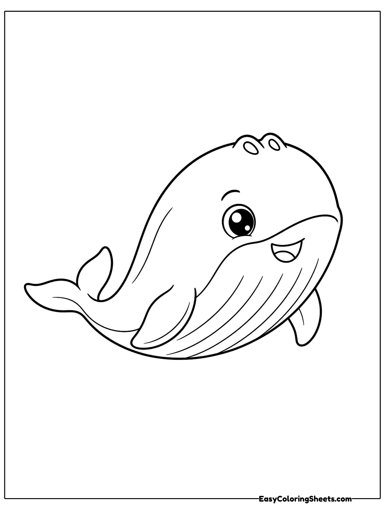 A whale tilts upward with its tail below.