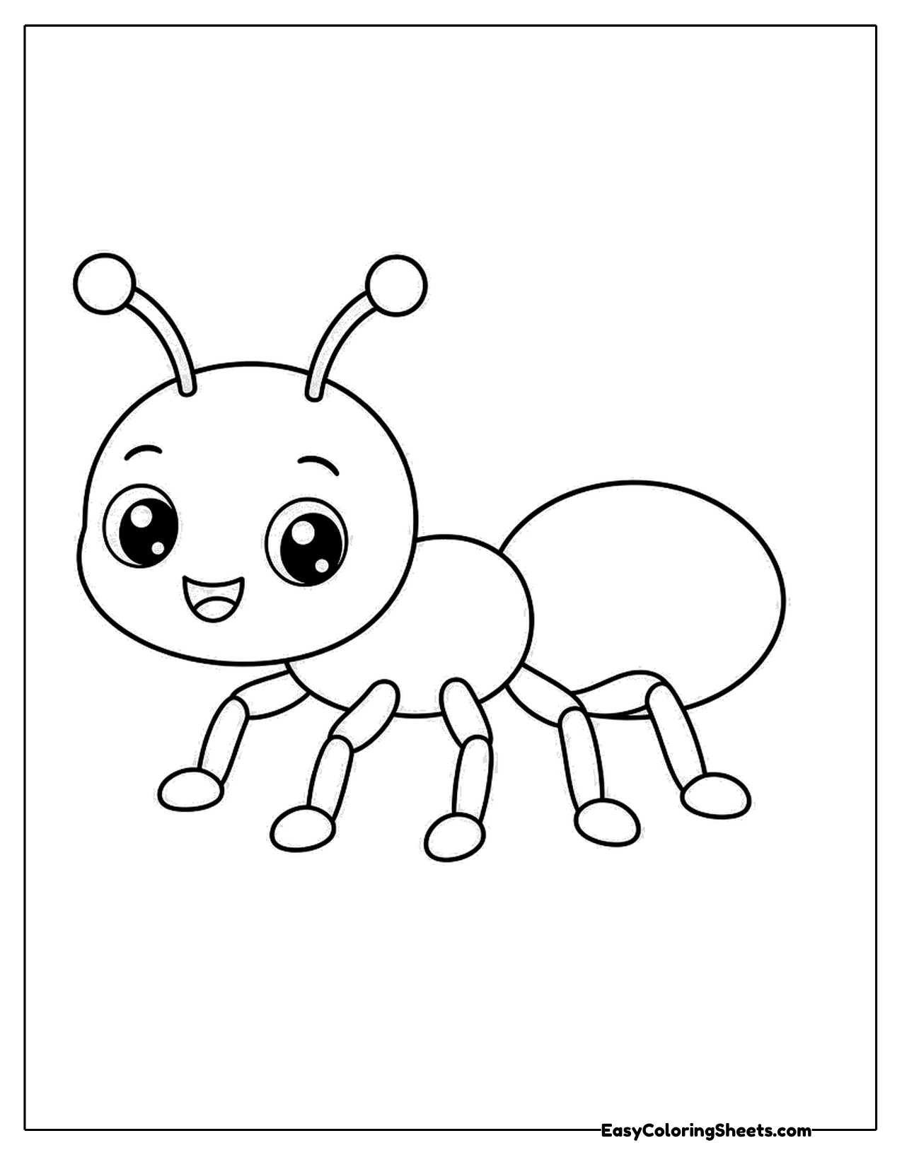Baby ant with big eyes and six legs