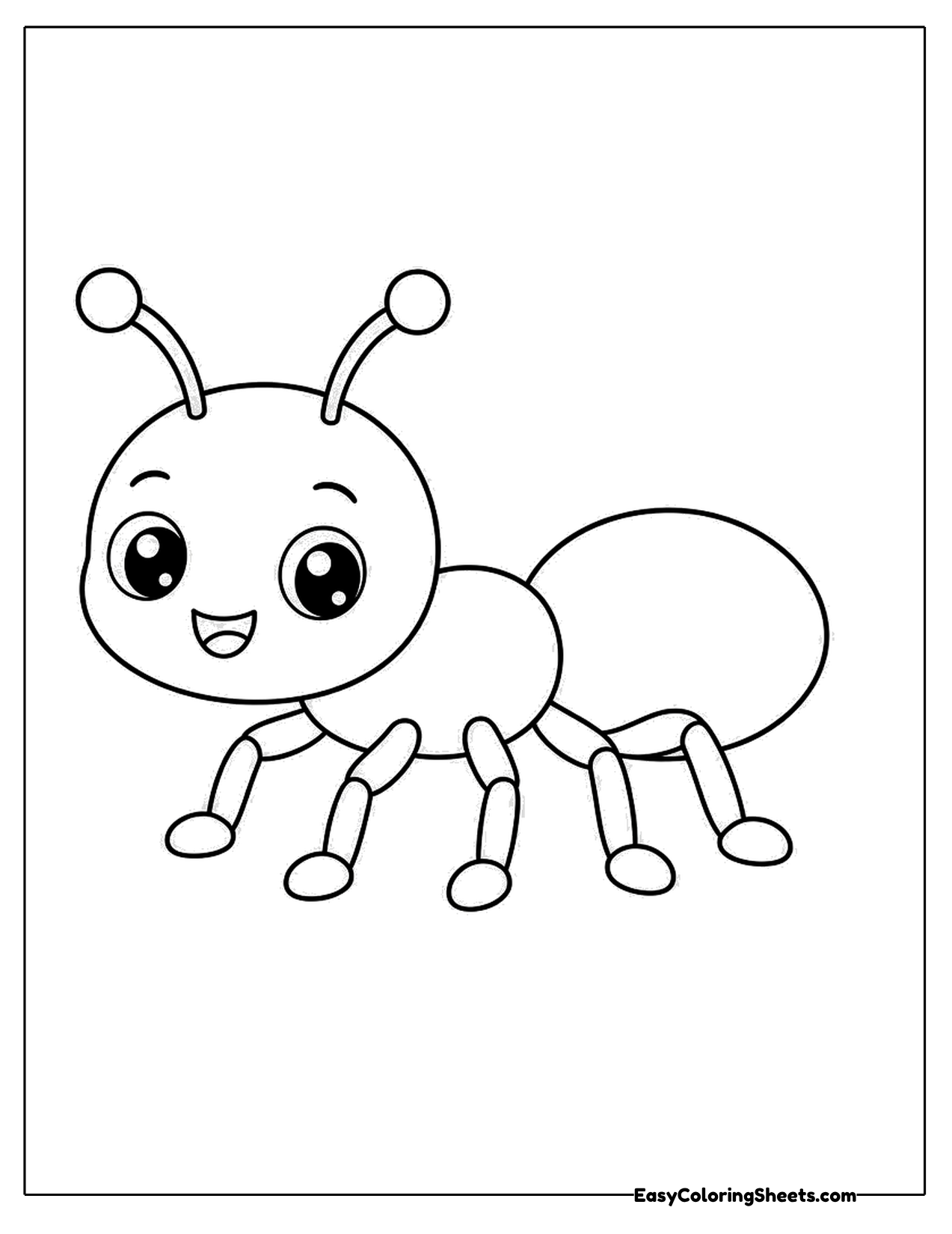 Baby ant with big eyes and six legs