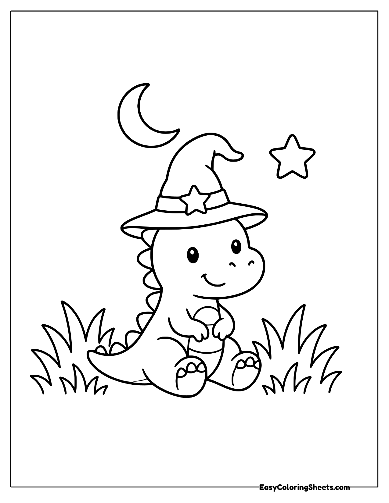 Dinosaur wearing a wizard hat