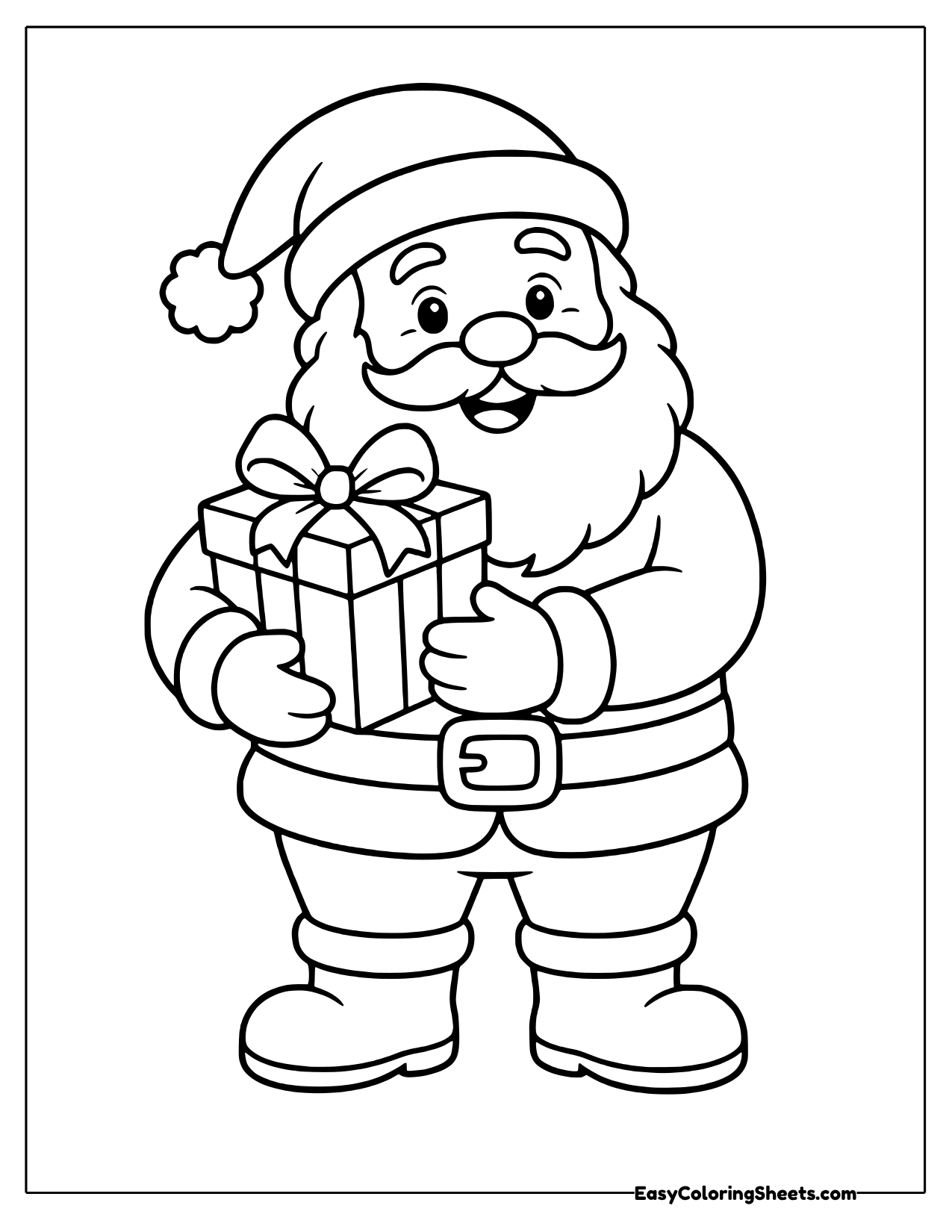 Santa holding a single wrapped gift