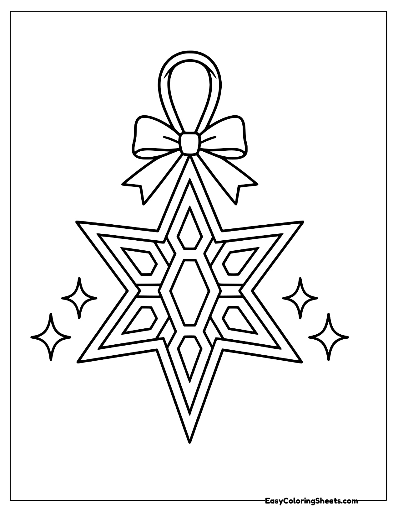 Hanging star ornament with a ribbon bow