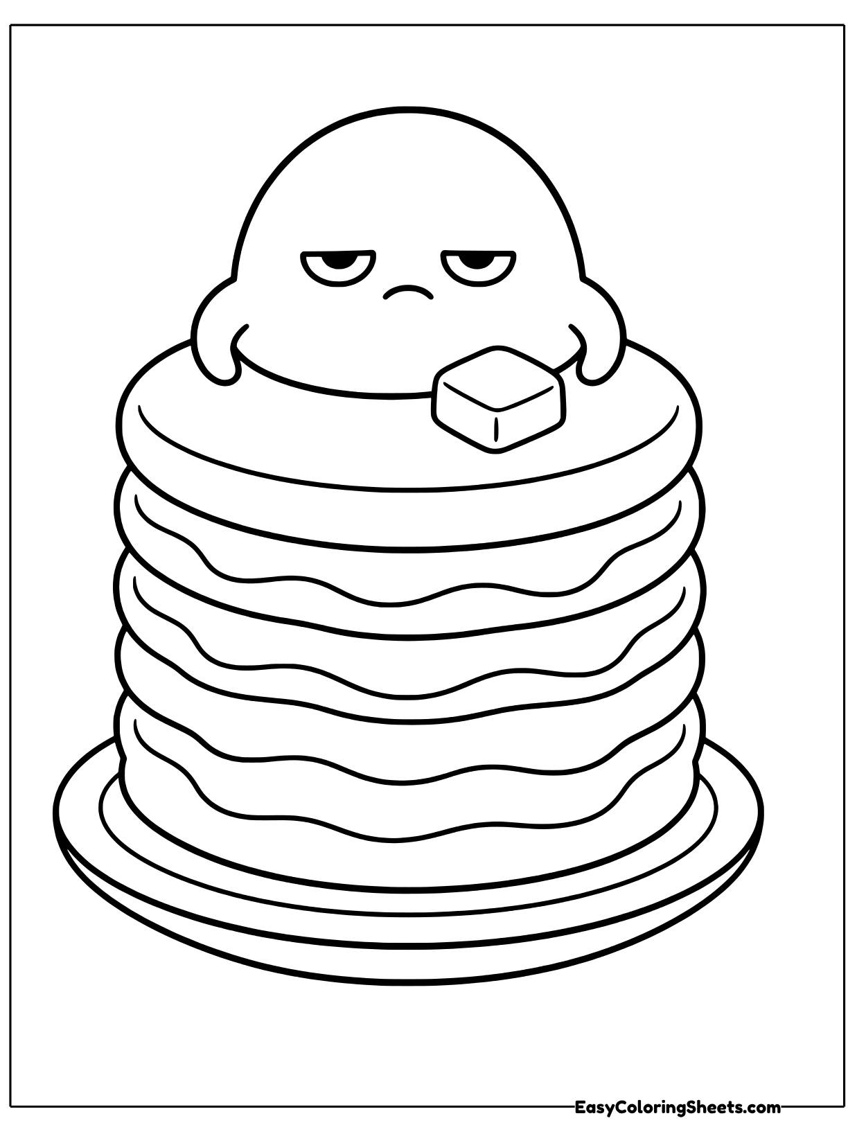 Breakfast is served in this Gudetama coloring page, but the lazy yolk is too sleepy to move.