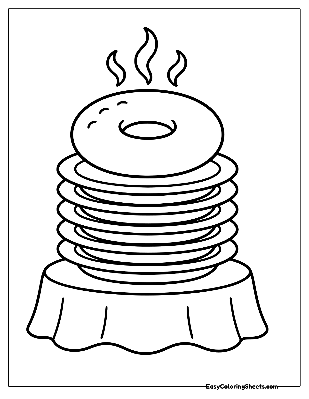 Stack of bagels on a plate with a tablecloth