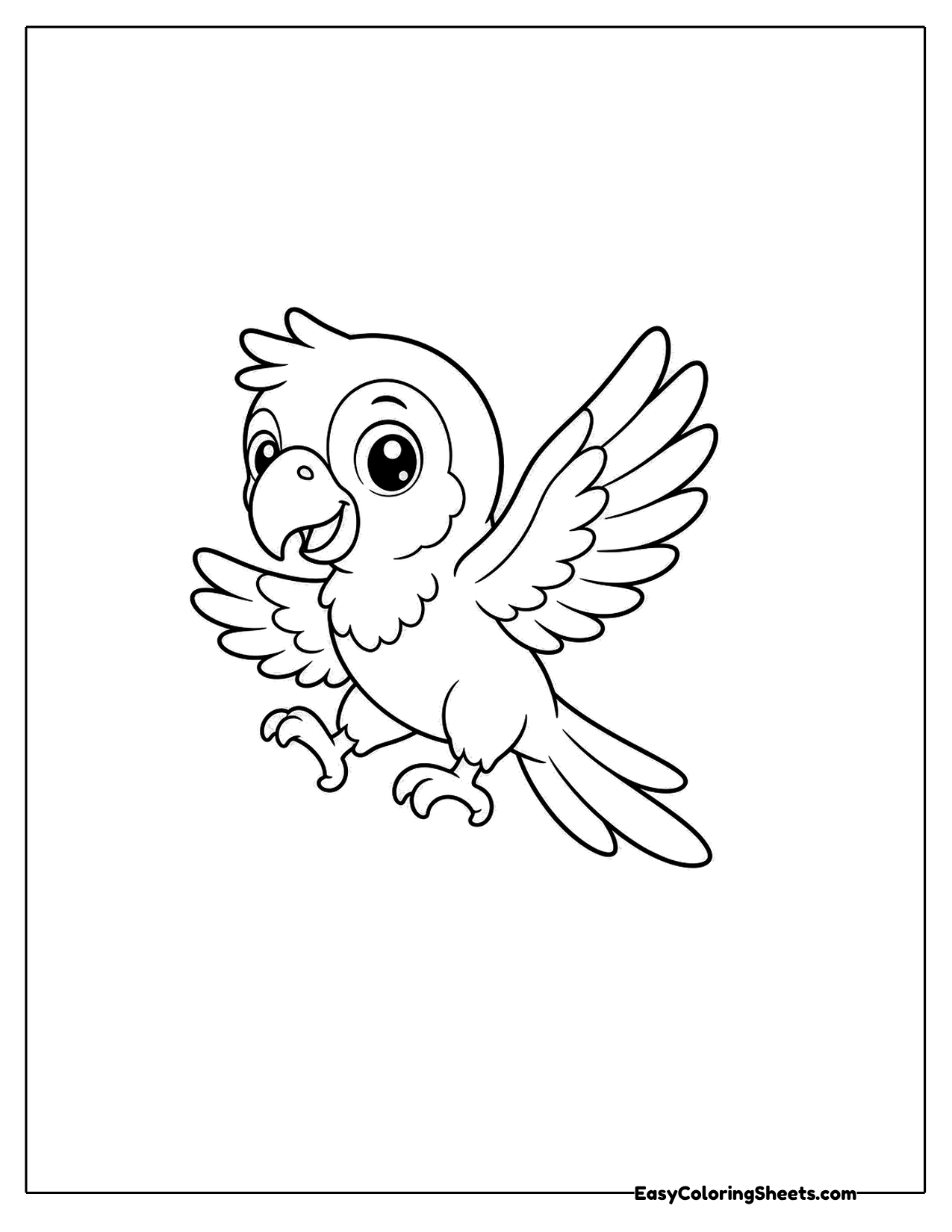 Parrot jumping with wings up