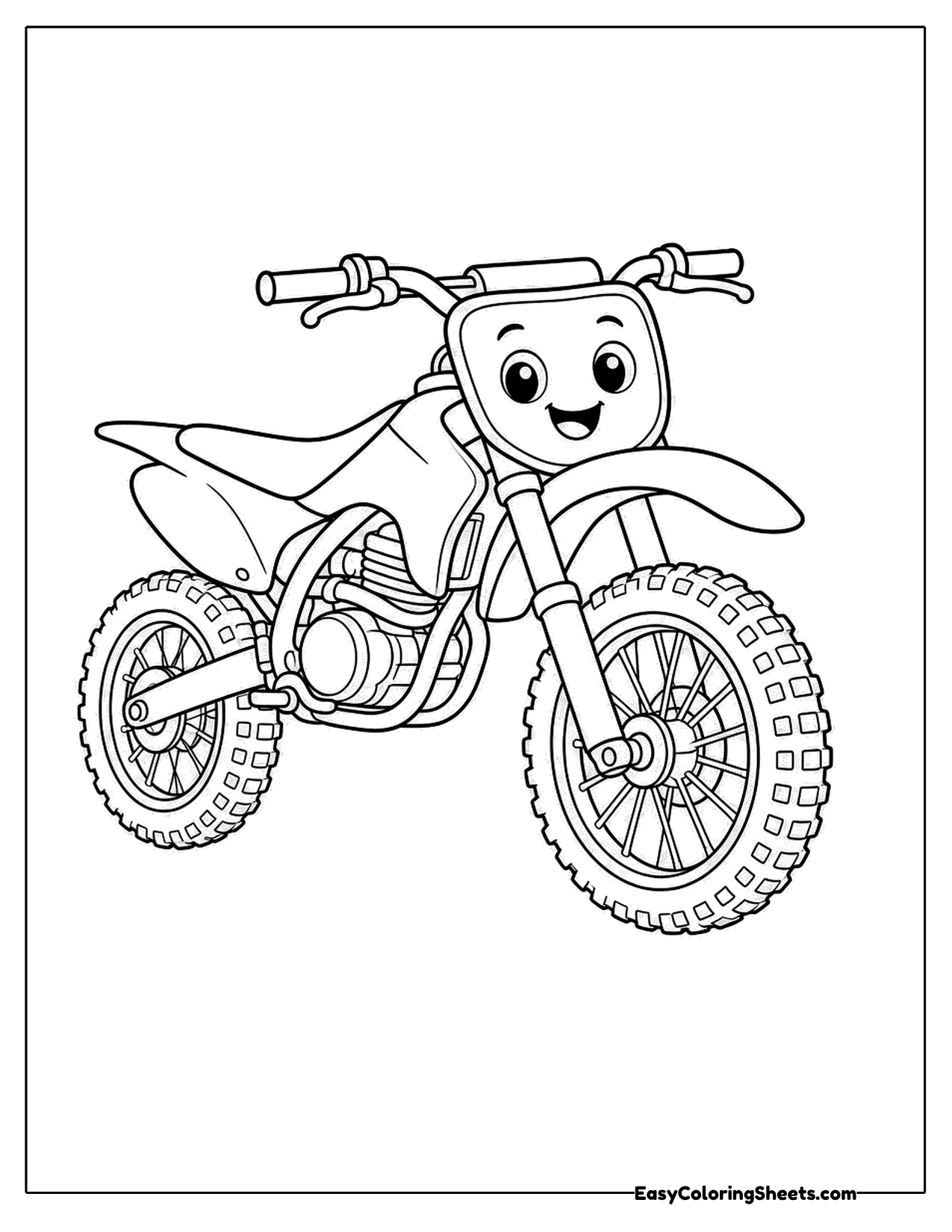 Cute dirt bike character with a face