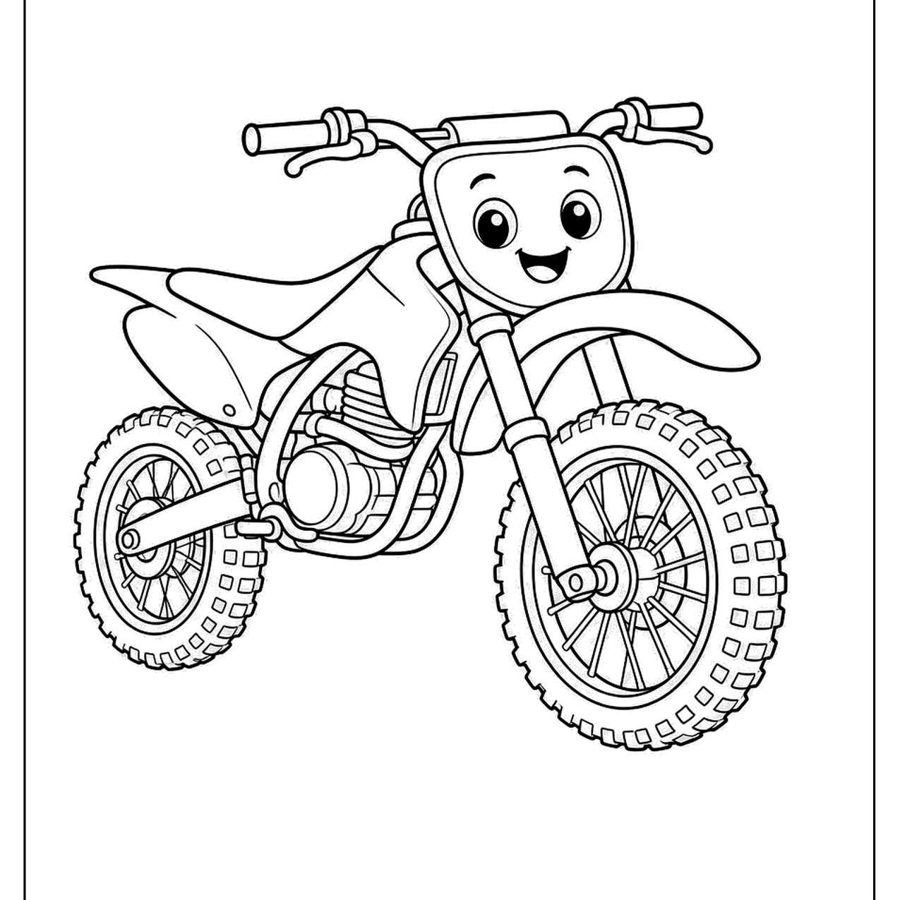 Cute dirt bike character with a face