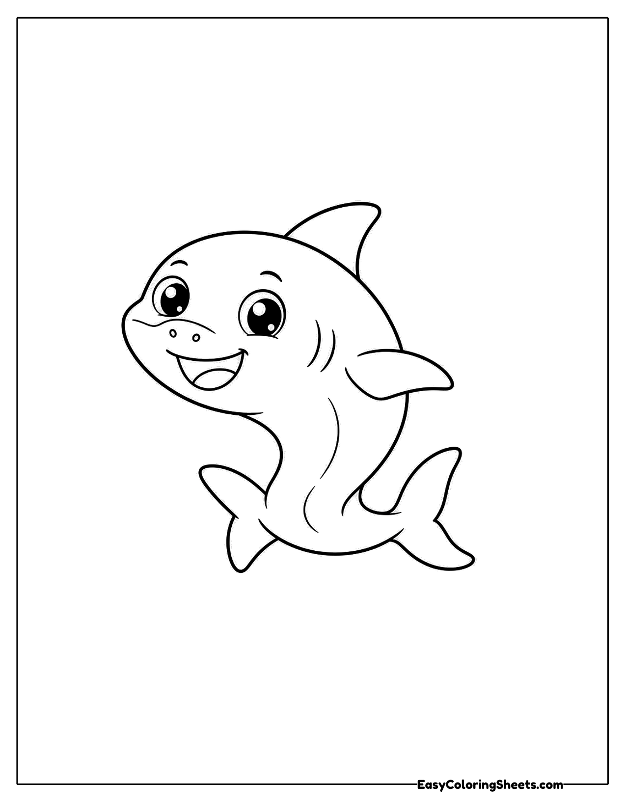 Shark curled into a playful C shape