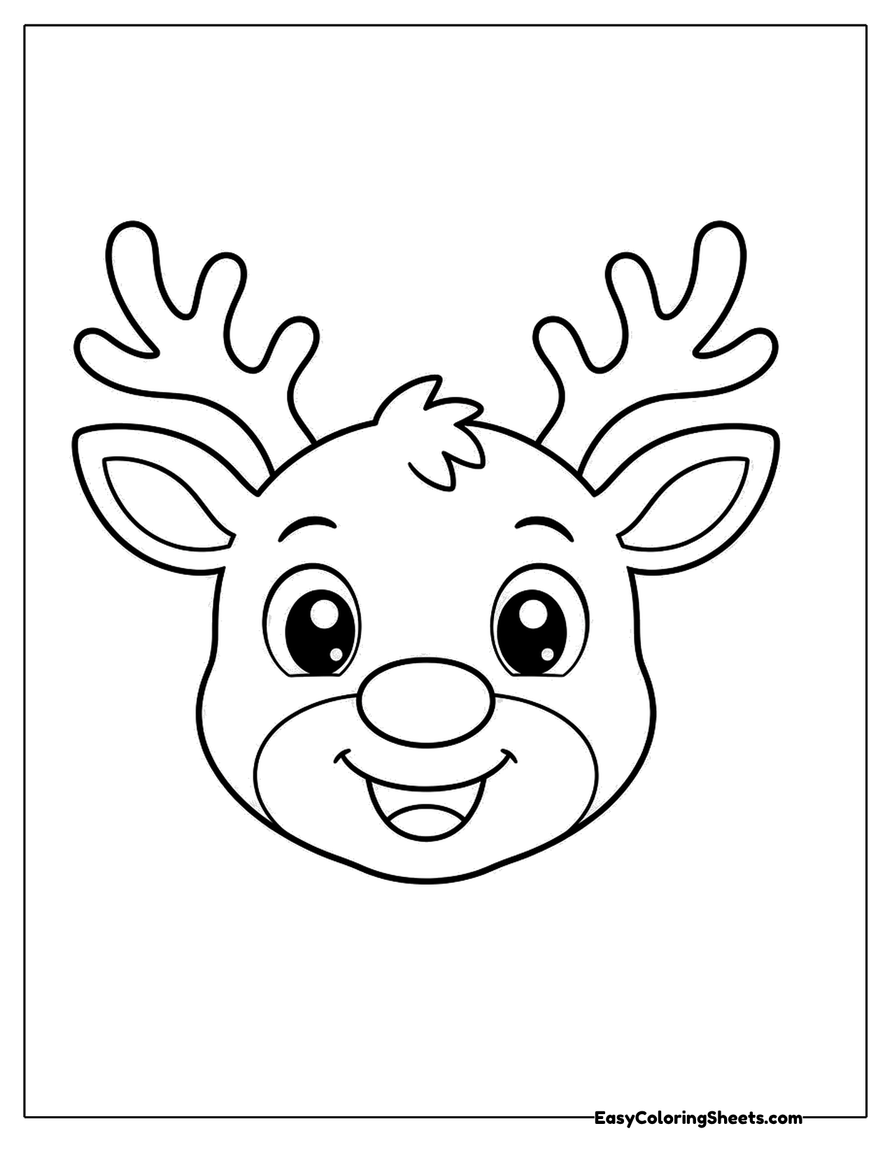 Reindeer face with a shiny nose