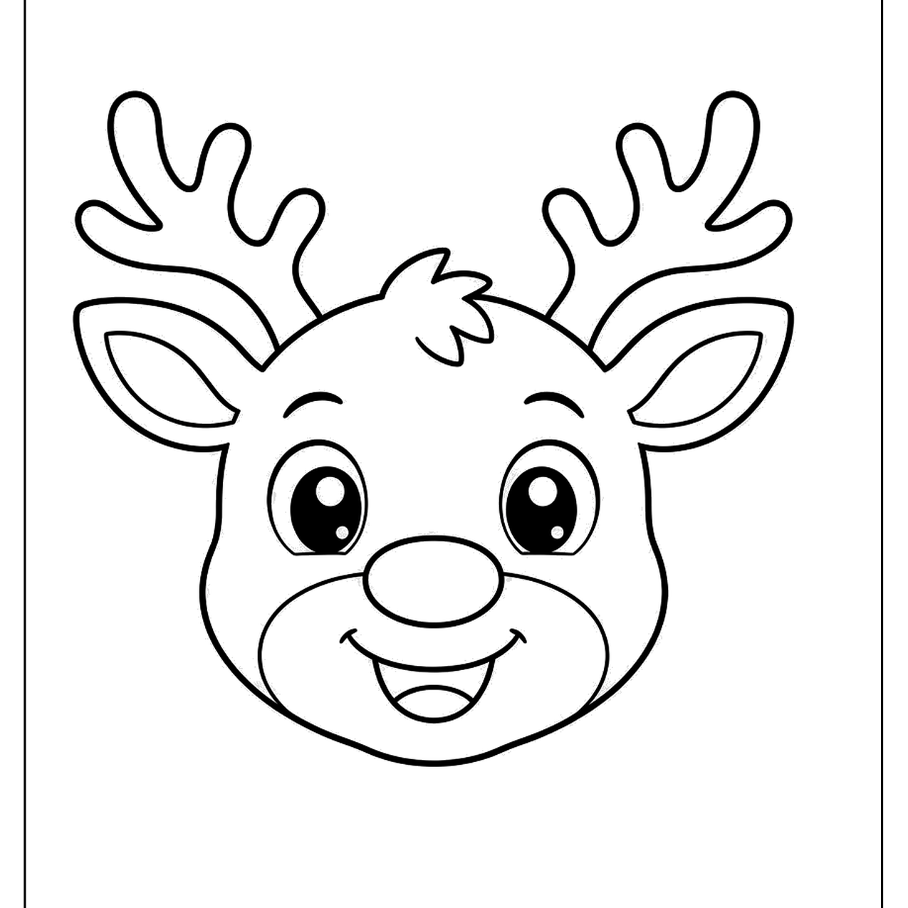 Reindeer face with a shiny nose