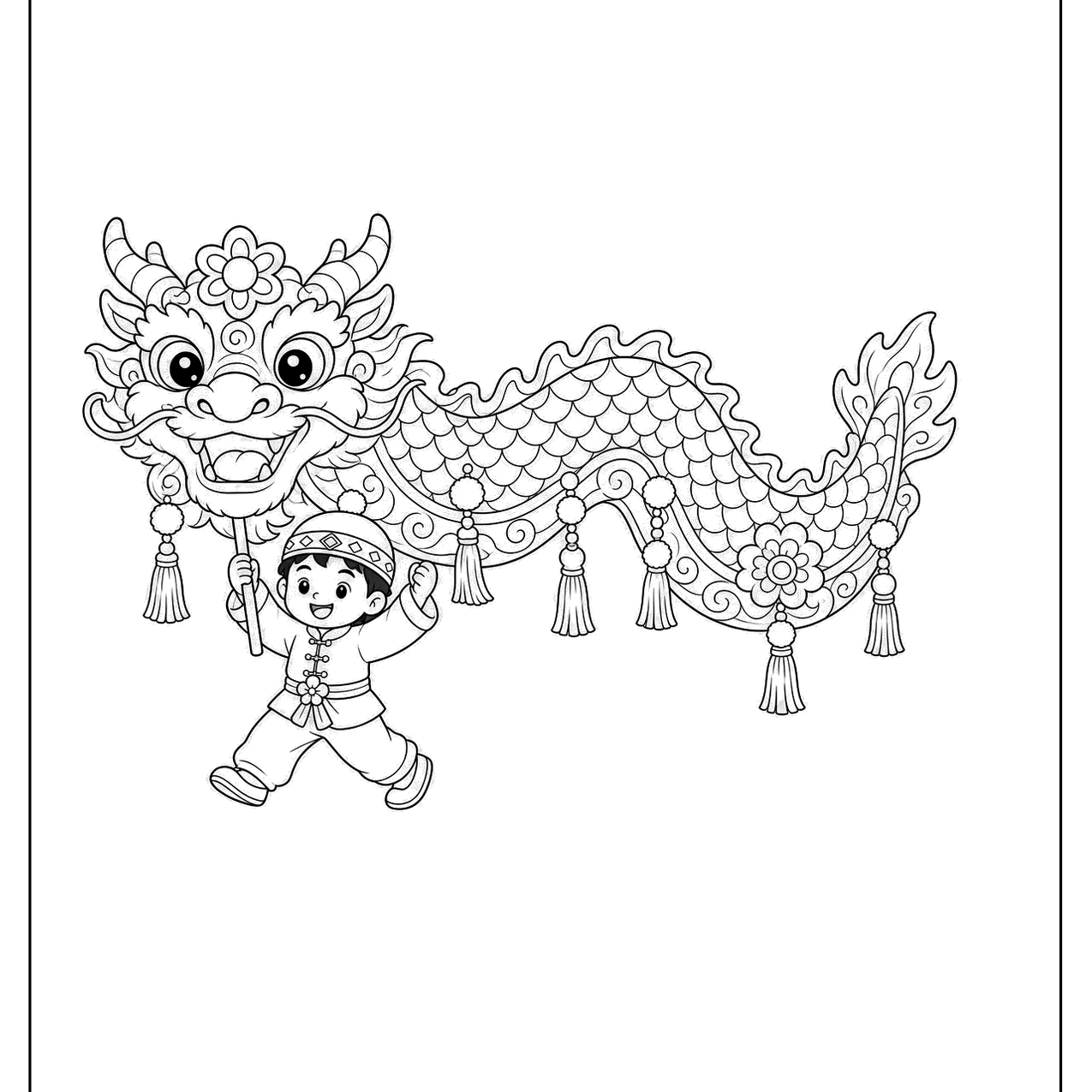 Chinese dragon dance with a performer