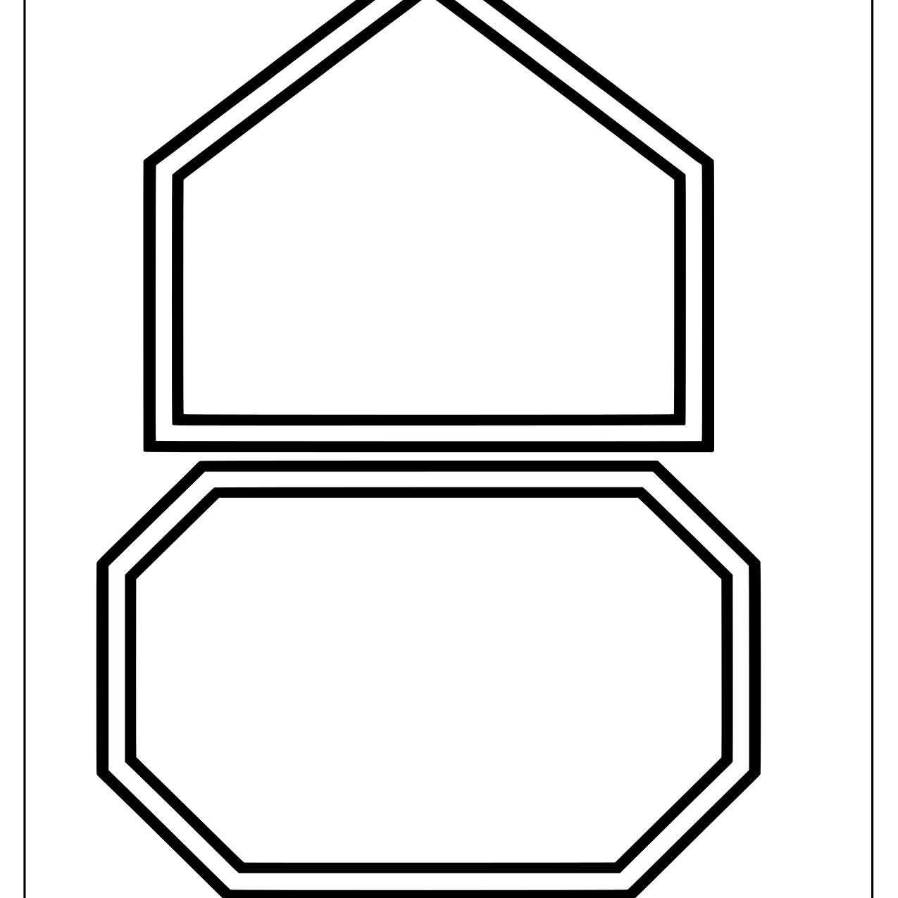 Five-sided pentagon stacked above an eight-sided octagon