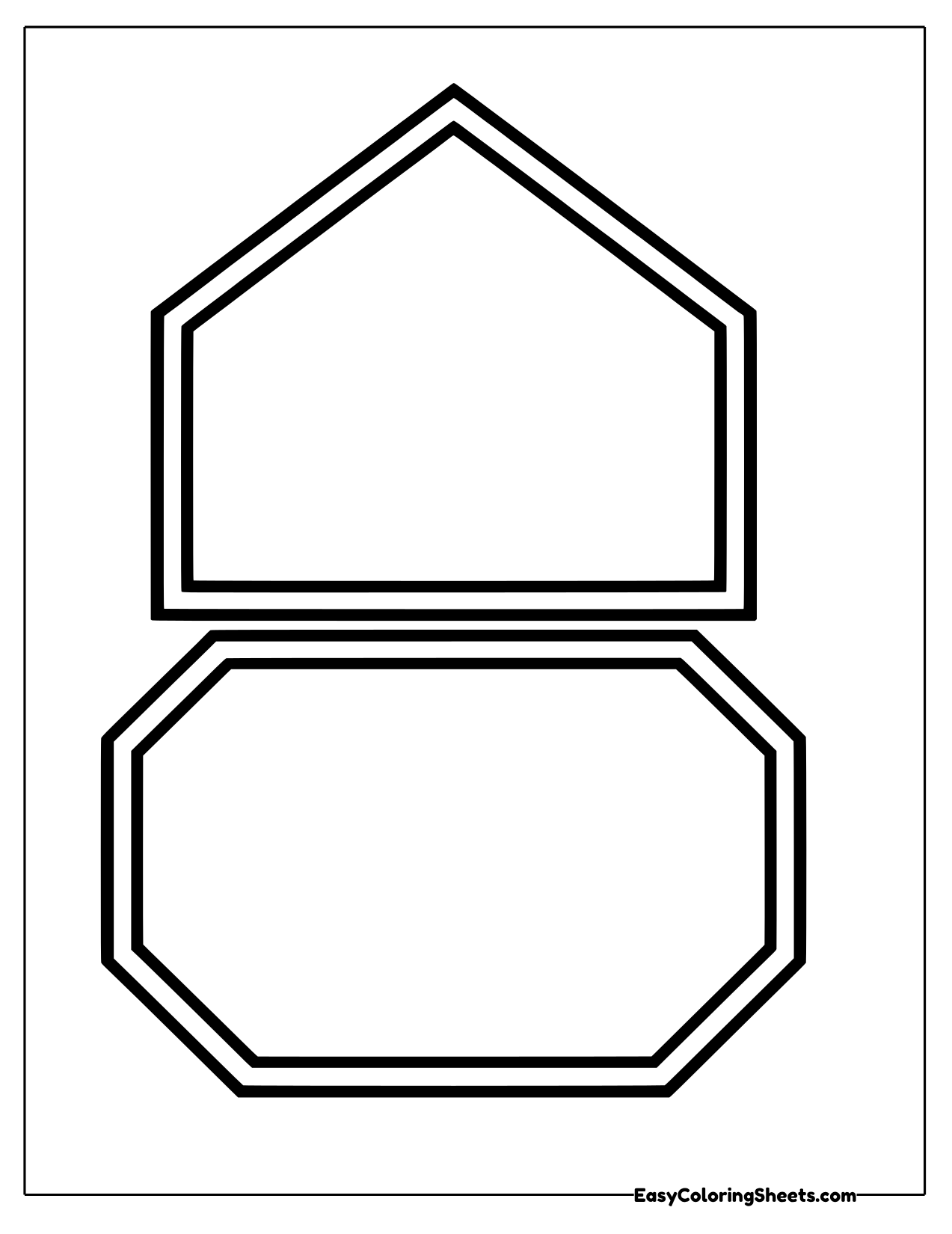 Five-sided pentagon stacked above an eight-sided octagon