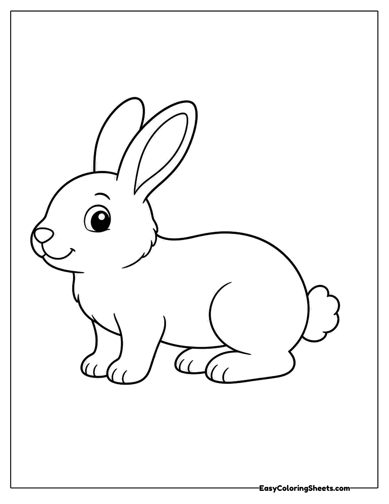 Simple rabbit outline sitting sideways with a small fluffy tail