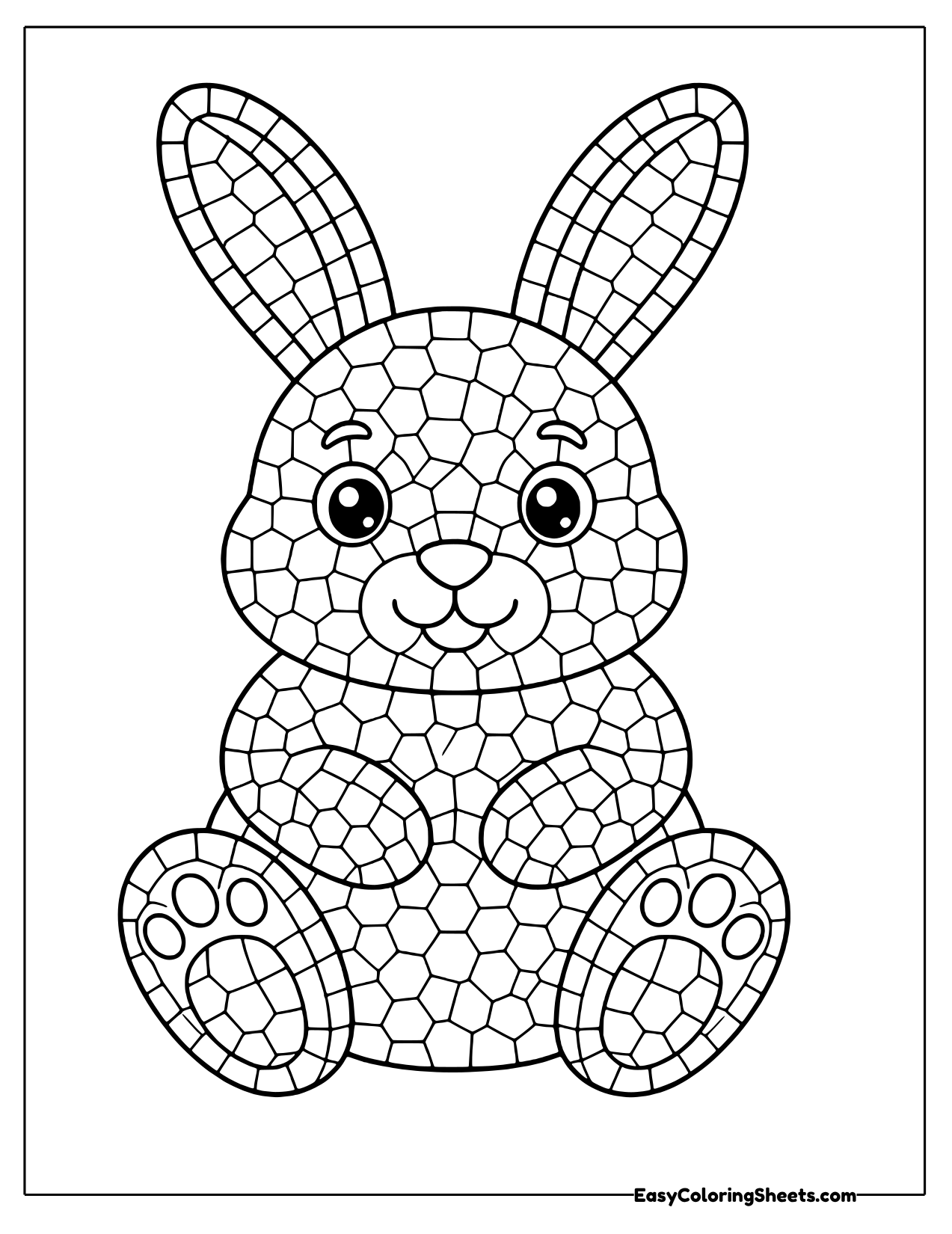 Mosaic bunny sitting with long ears