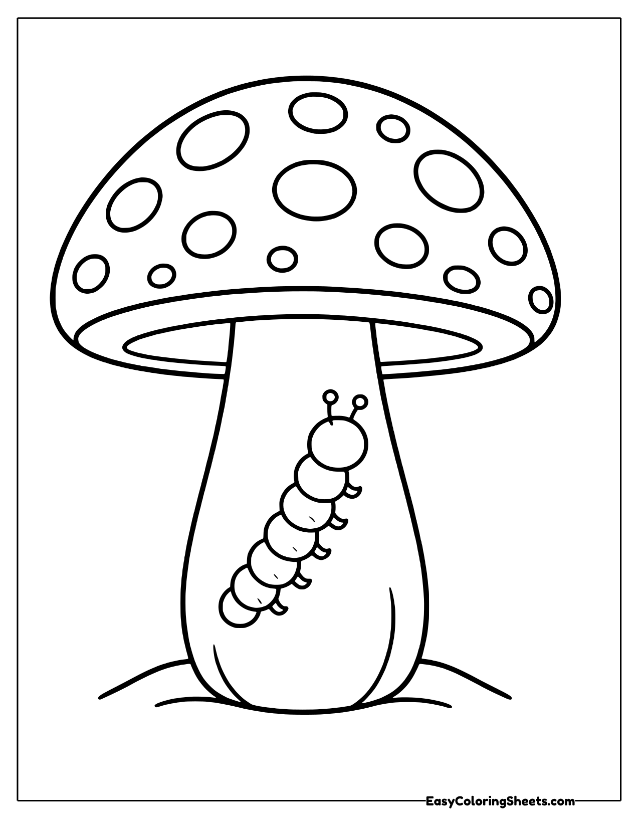 Mushroom with a caterpillar on the stem