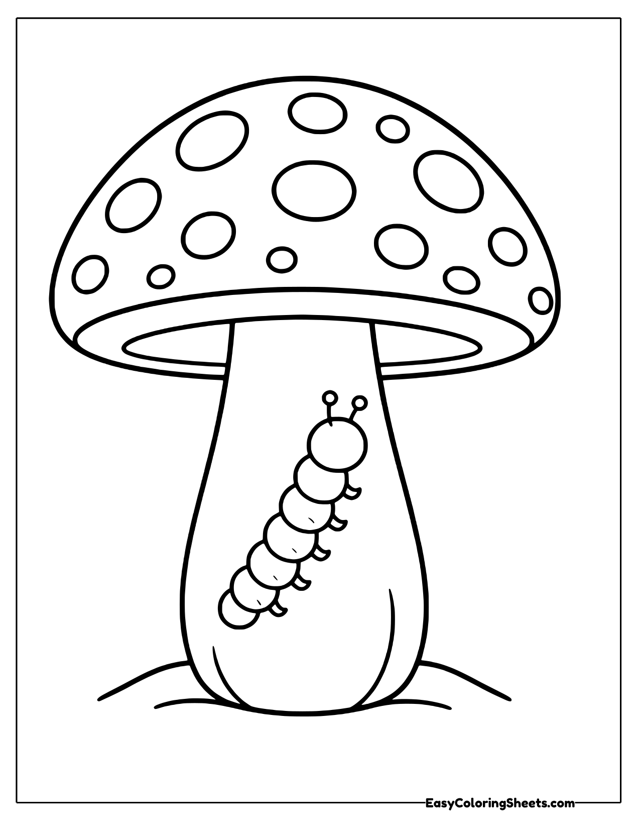 Mushroom with a caterpillar on the stem