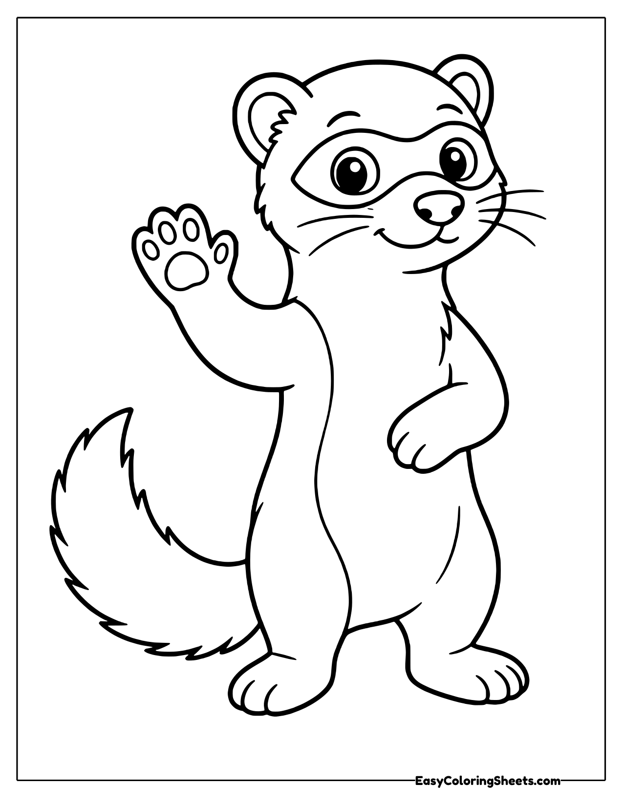 Ferret waving hello with one raised paw