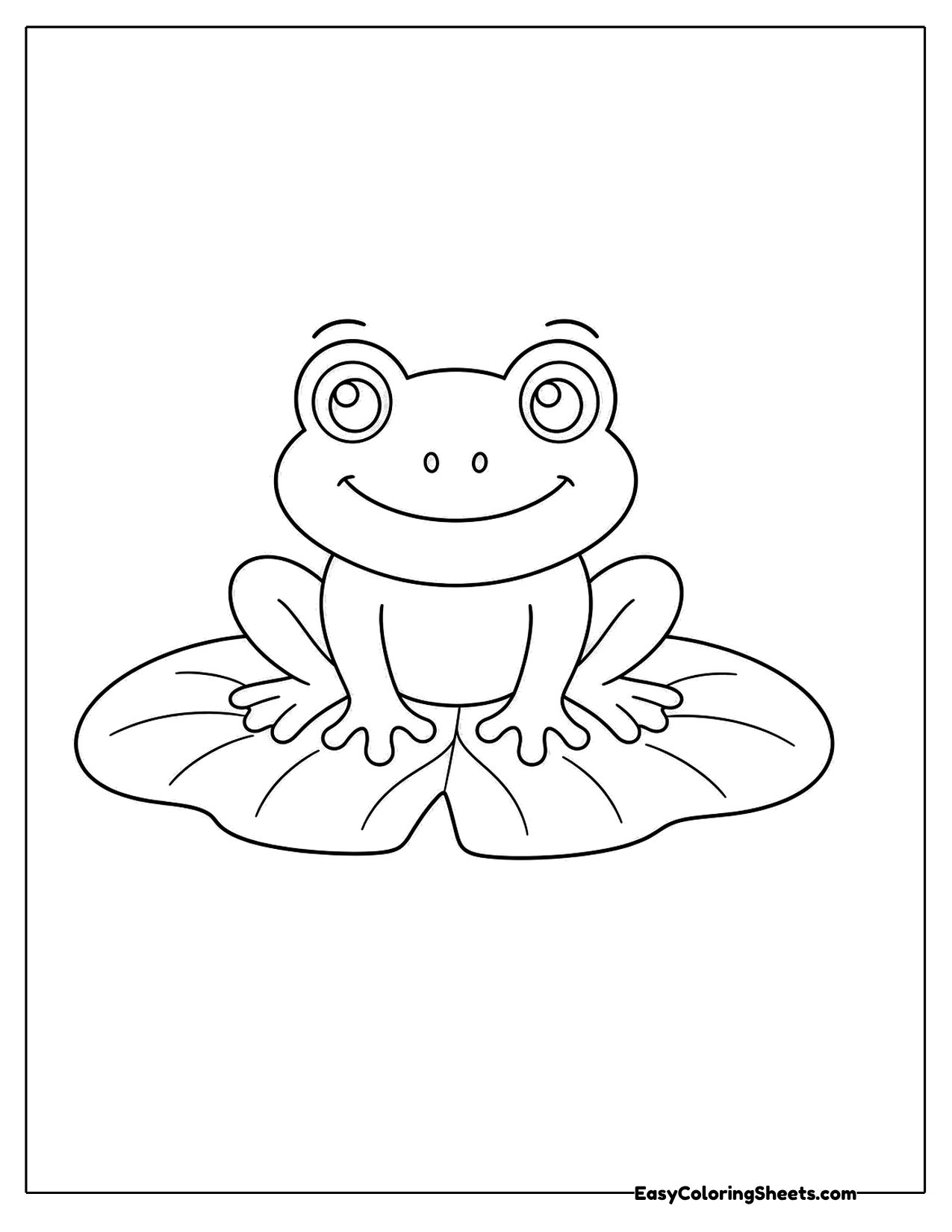 Frog sitting on a round lily pad with a notch