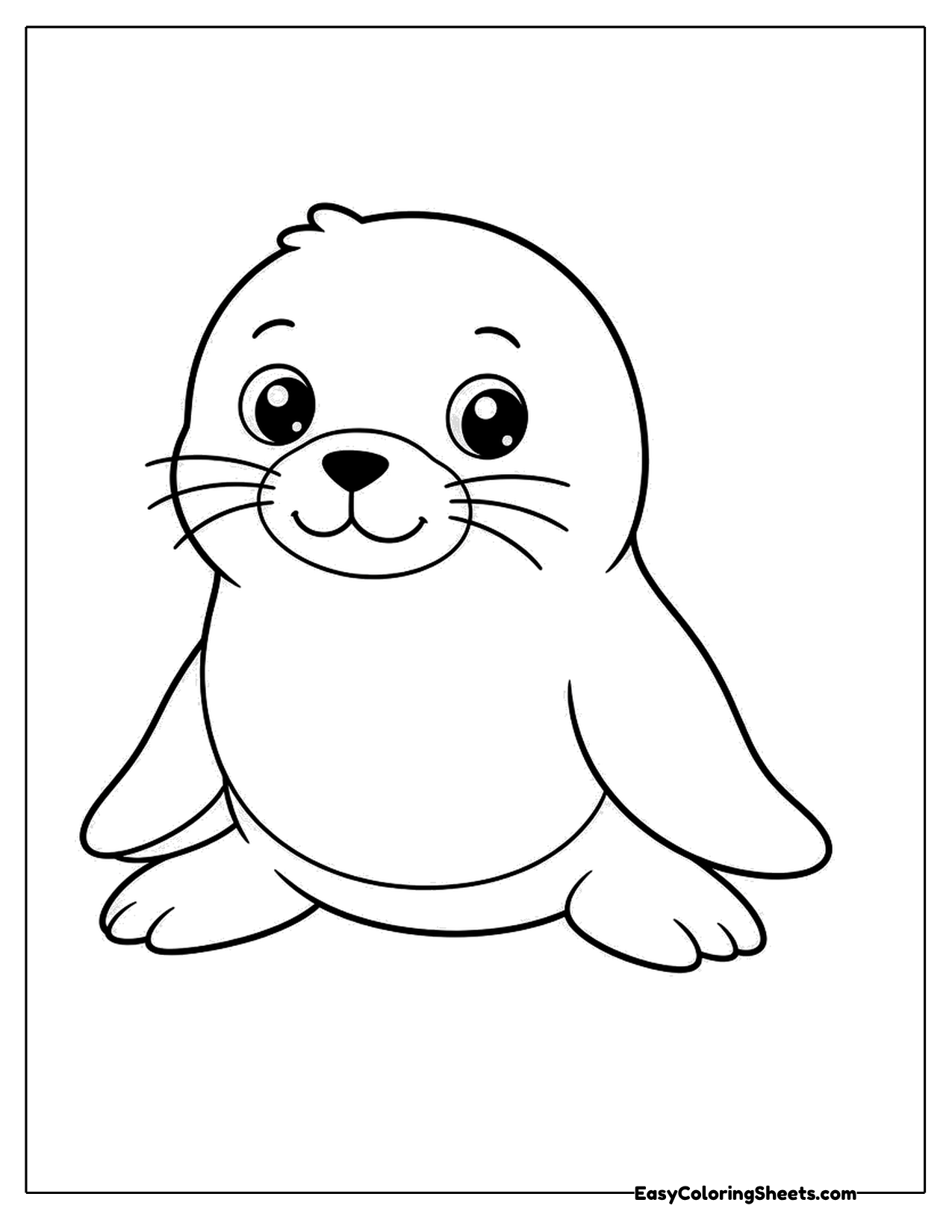 Cartoon seal sitting up with flippers spread
