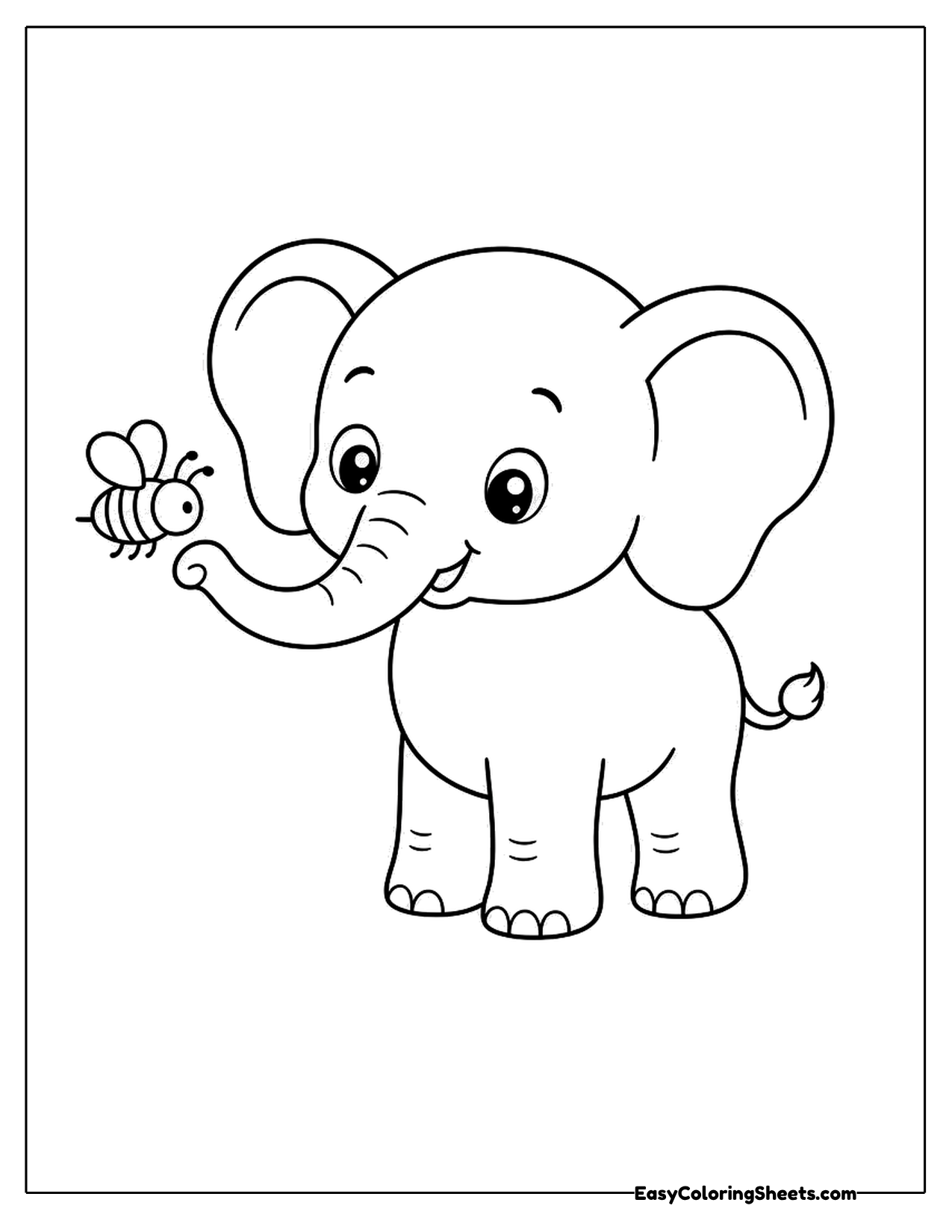 Elephant with a bee on its trunk