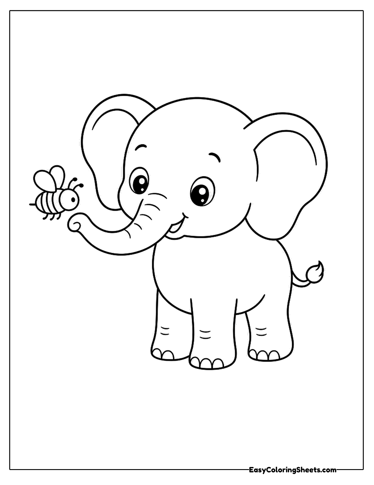 Elephant with a bee on its trunk