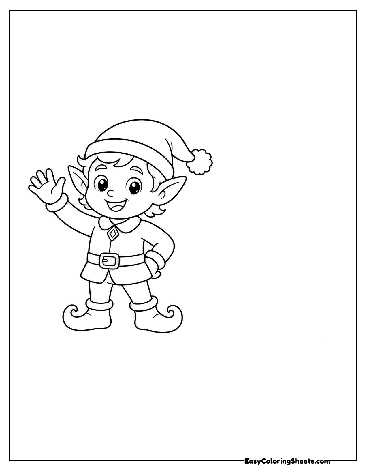 Small elf waving hello