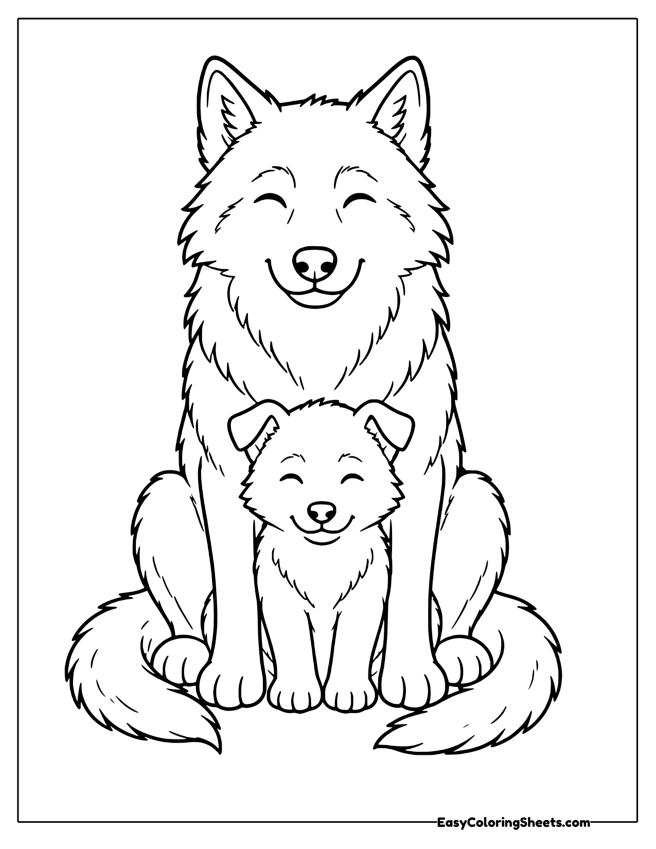 Wolf mother with her pup