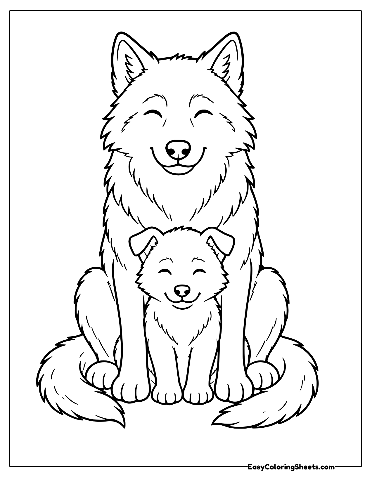Wolf mother with her pup