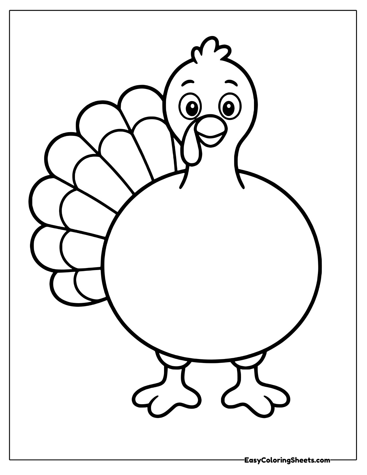 Chunky easy turkey outline with thick lines