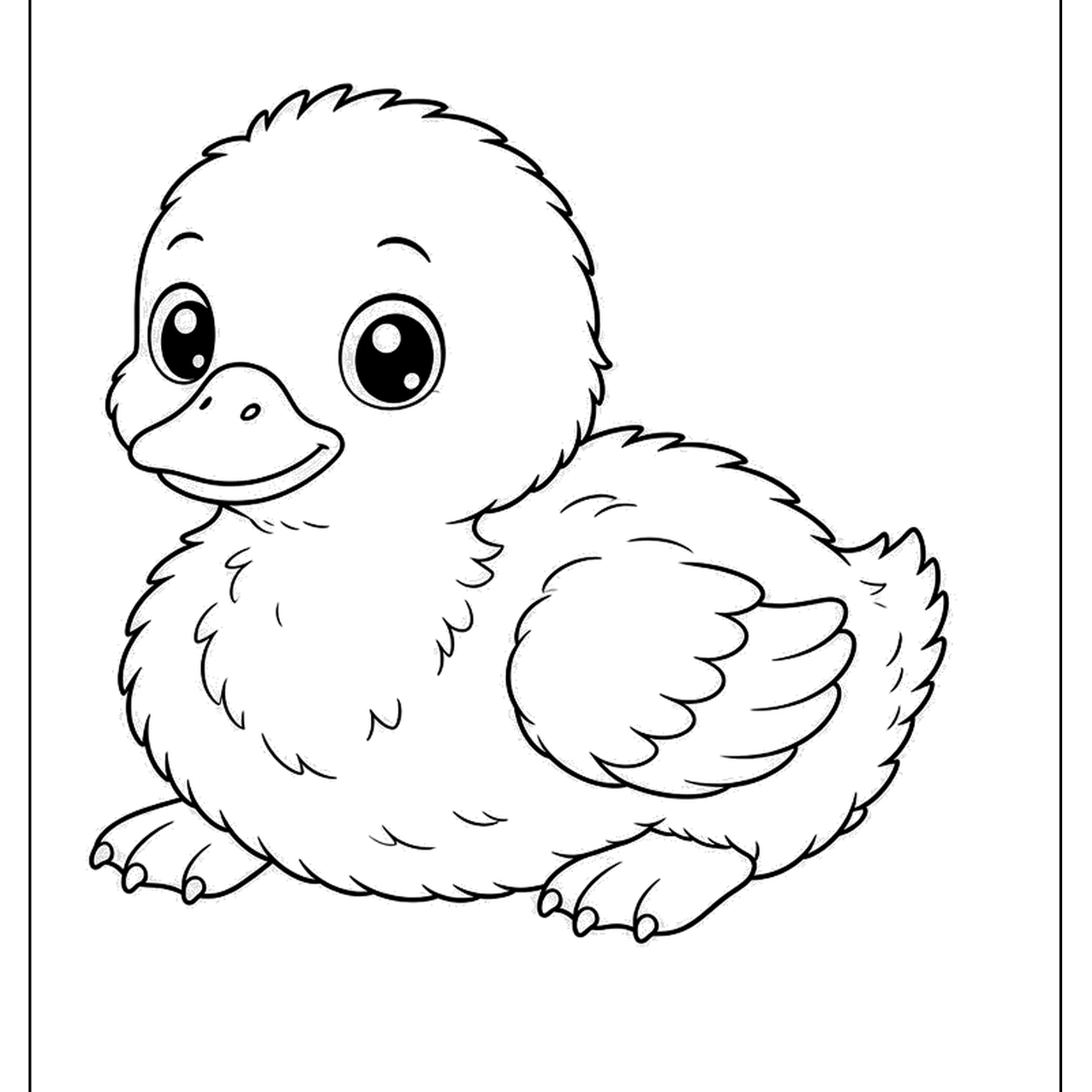 Fluffy baby duckling resting